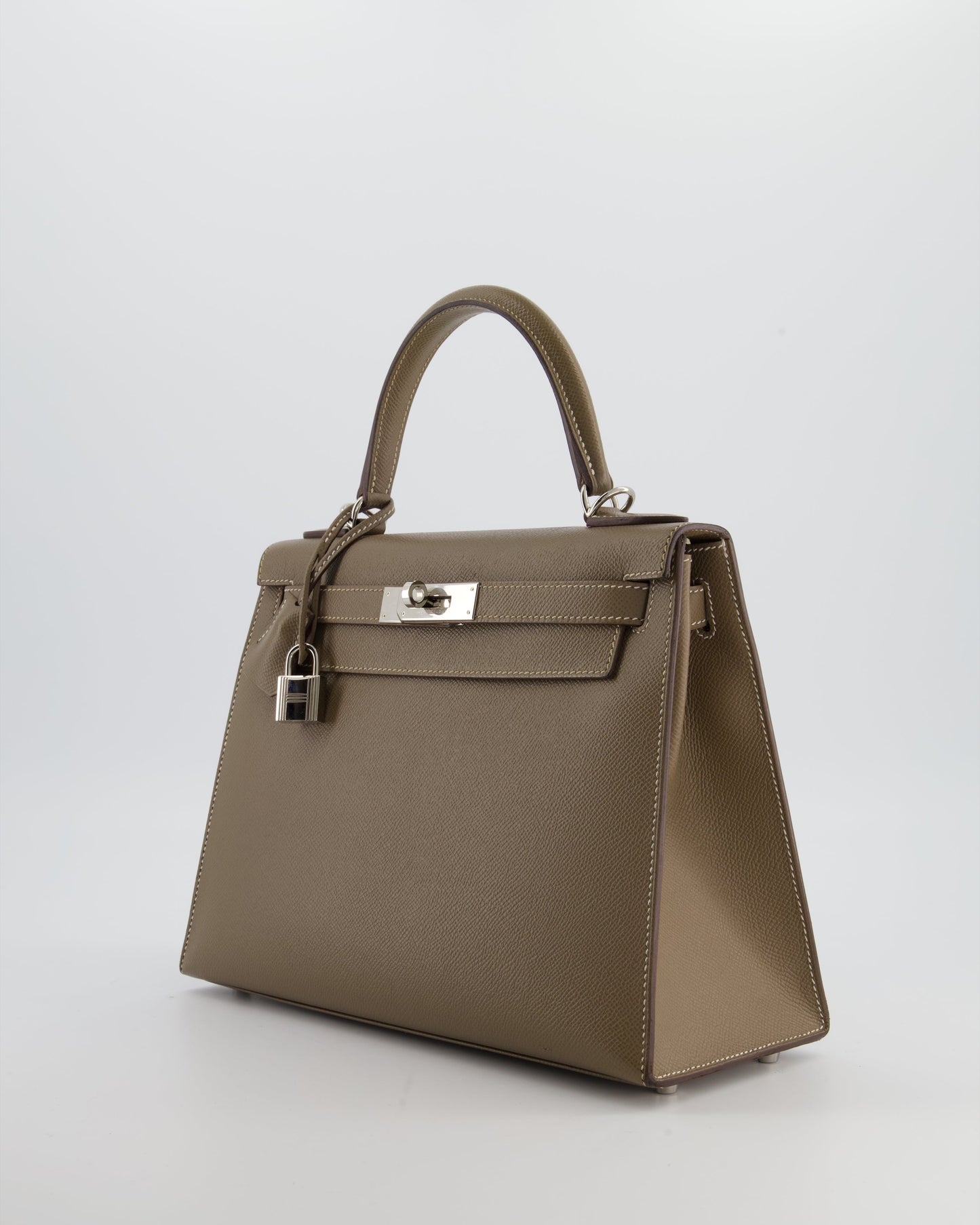 Hermes Kelly 28 Sellier Bag in Etoupe Epsom Leather with Palladium Hardware