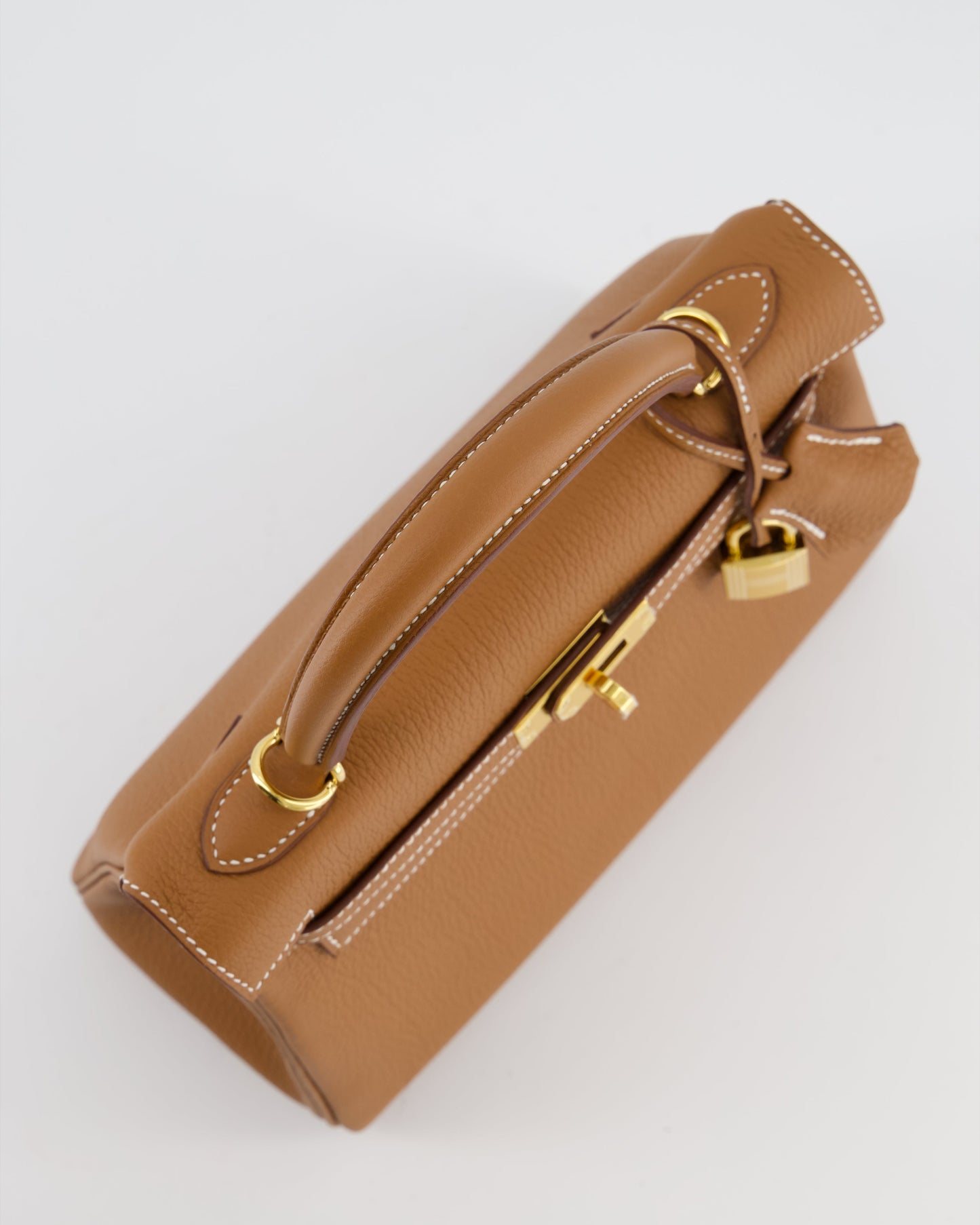 Hermes Kelly 25 Retourne Bag in Gold Togo Leather with Gold Hardware