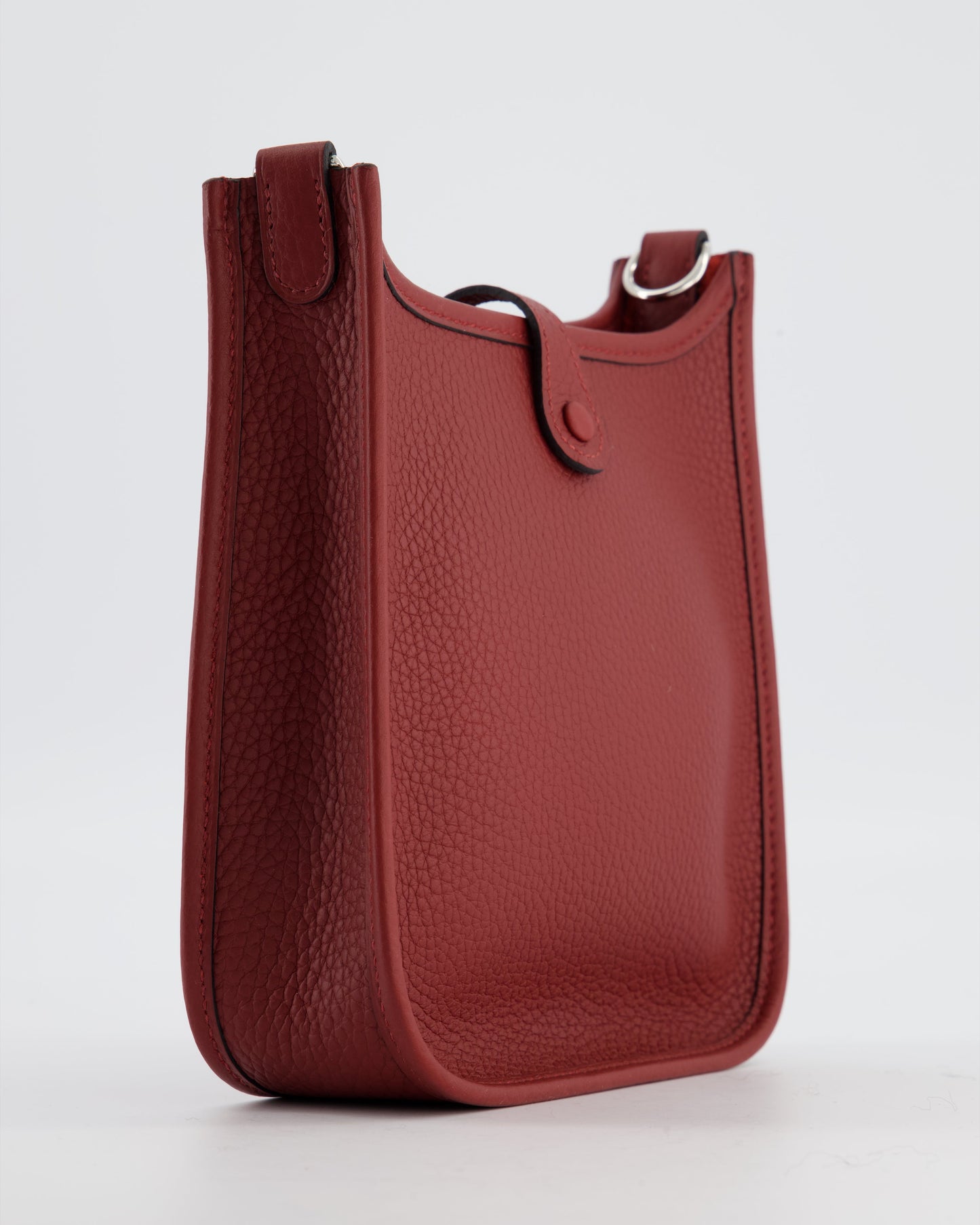 Hermes Mini Evelyne Bag in Rouge H in Clemence Leather with Palladium Hardware