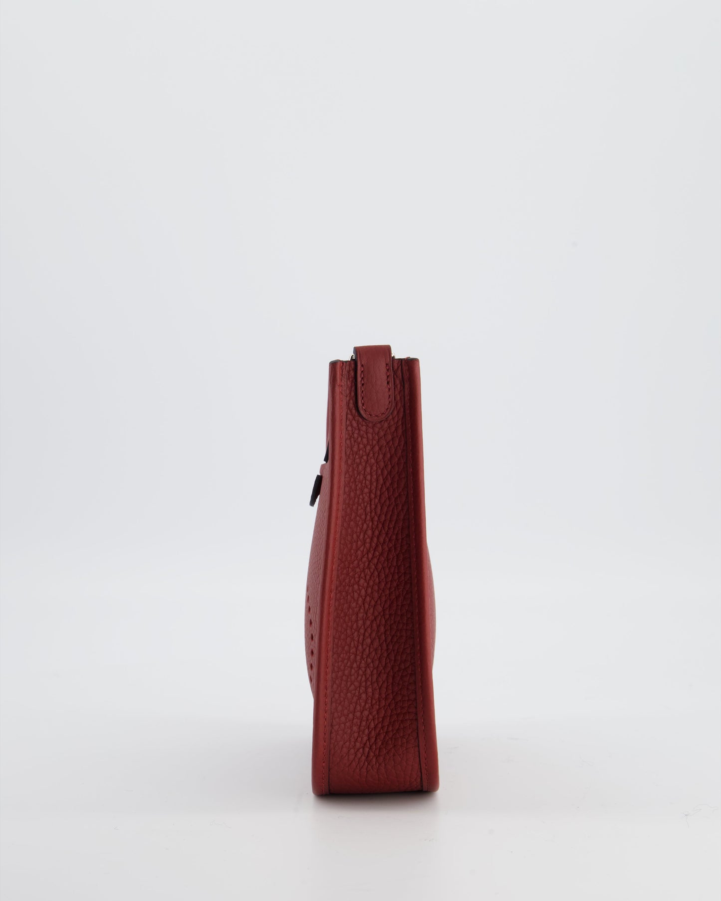 Hermes Mini Evelyne Bag in Rouge H in Clemence Leather with Palladium Hardware