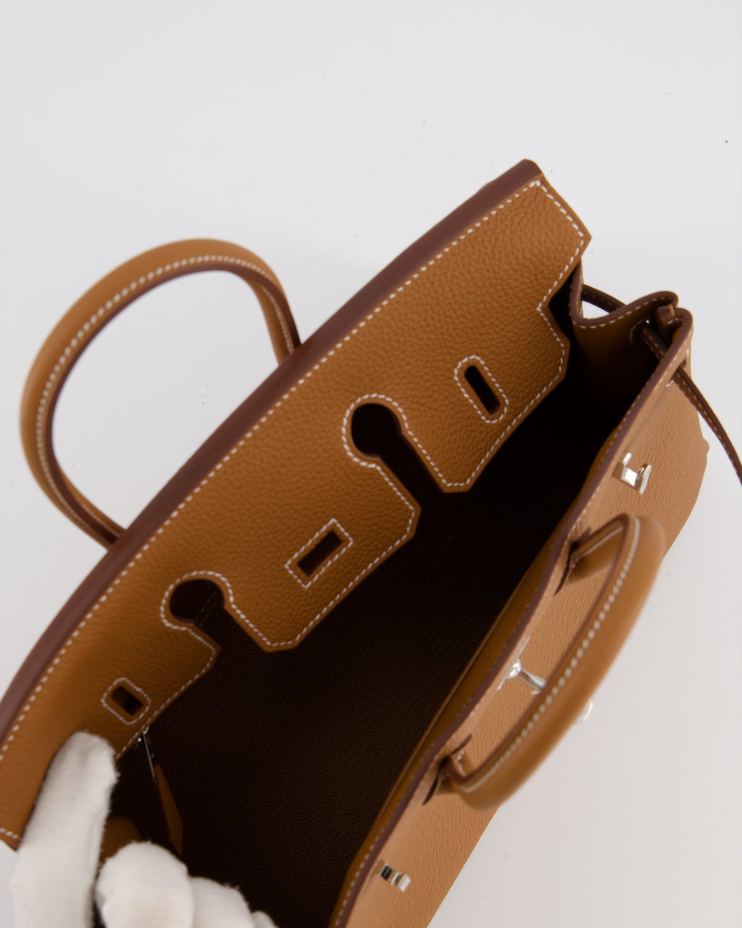 *HOT* Hermes Birkin 25 Retourne Bag in Gold Togo Leather with Palladium Hardware