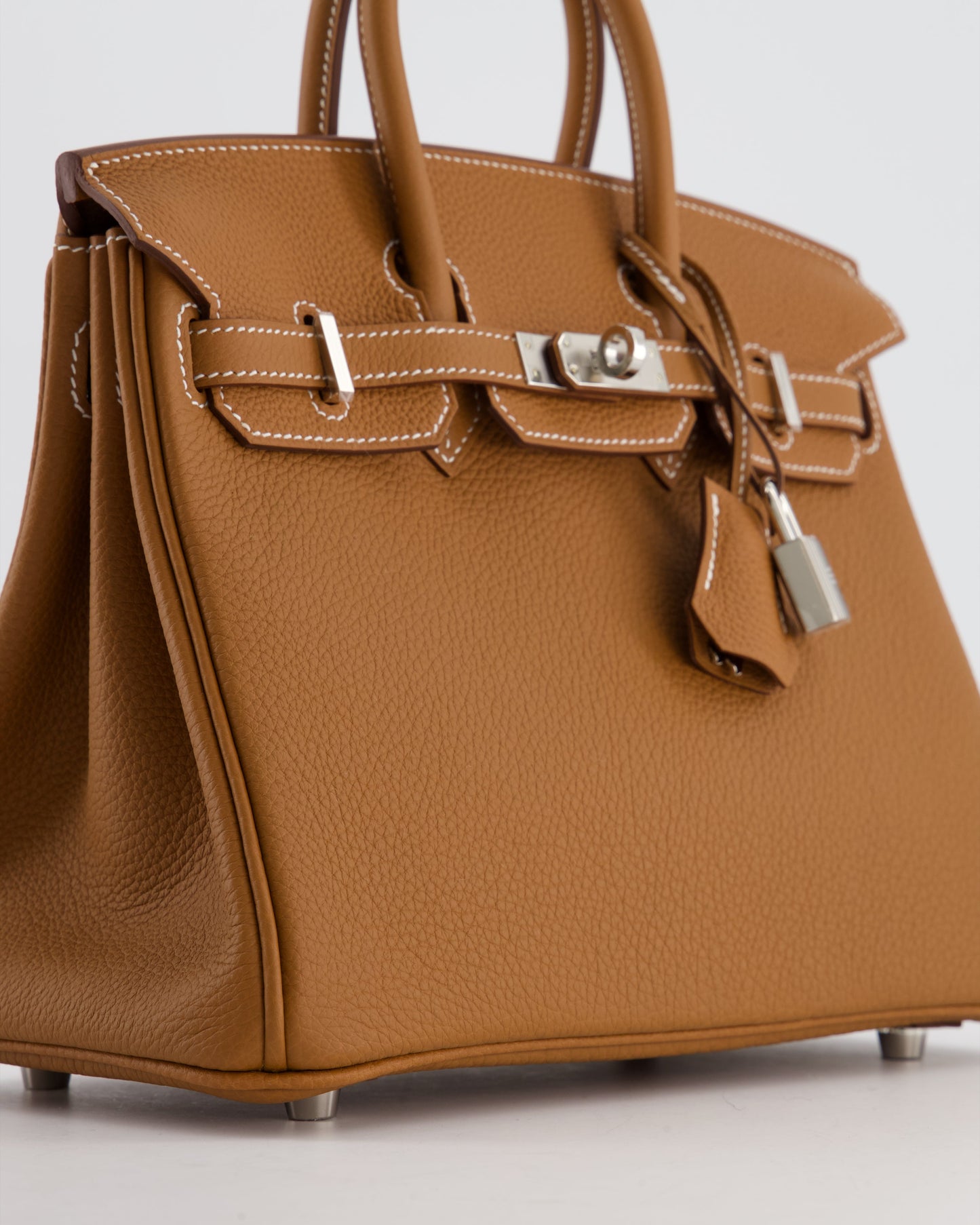 *HOT* Hermes Birkin 25 Retourne Bag in Gold Togo Leather with Palladium Hardware