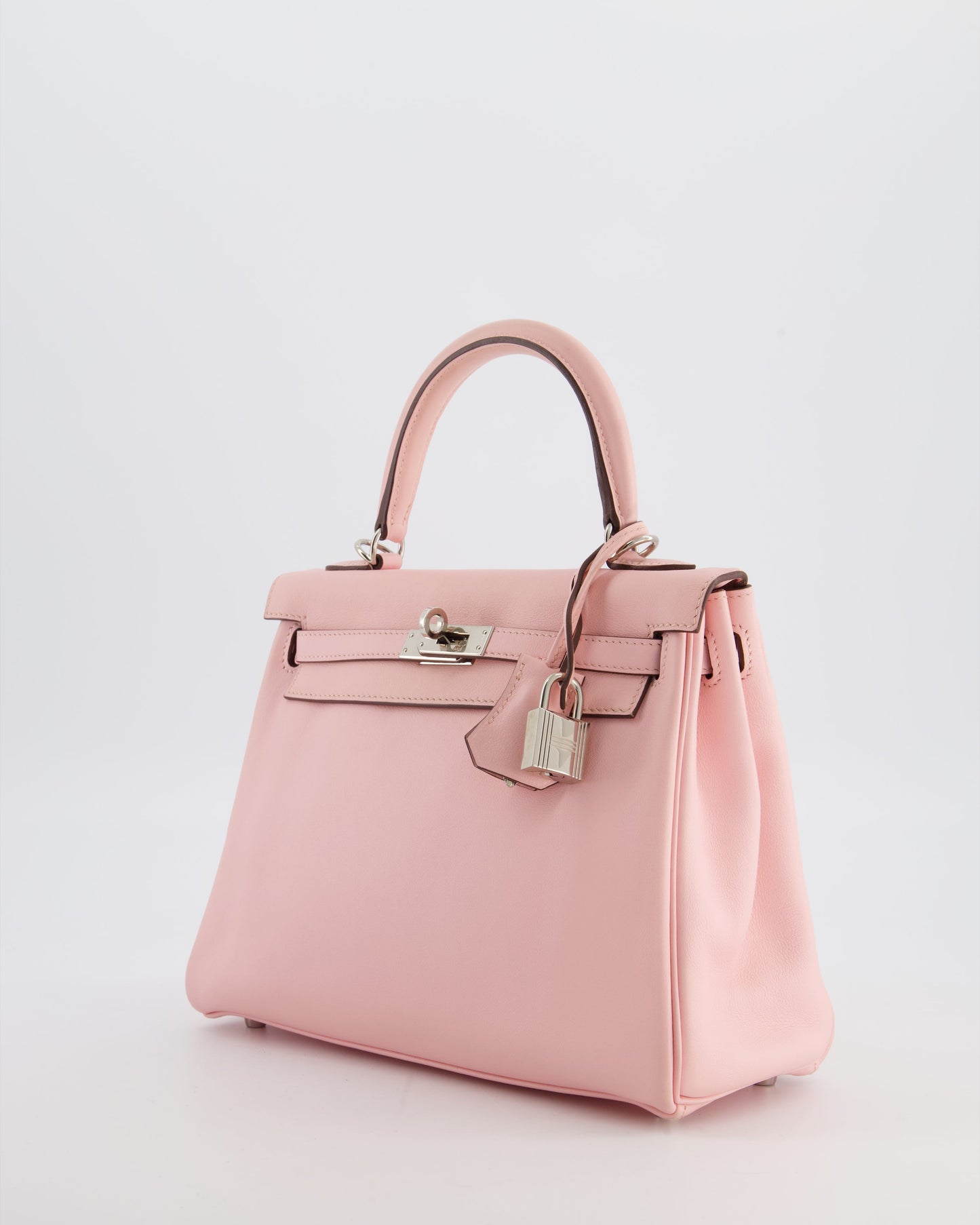 Hermes Kelly 25 Retourne Bag in Rose Sakura Swift Leather with Palladium Hardware