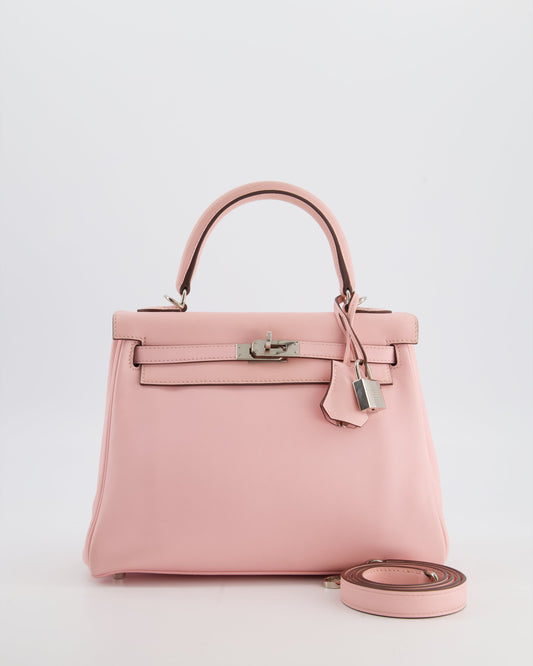 Hermes Kelly 25 Retourne Bag in Rose Sakura Swift Leather with Palladium Hardware
