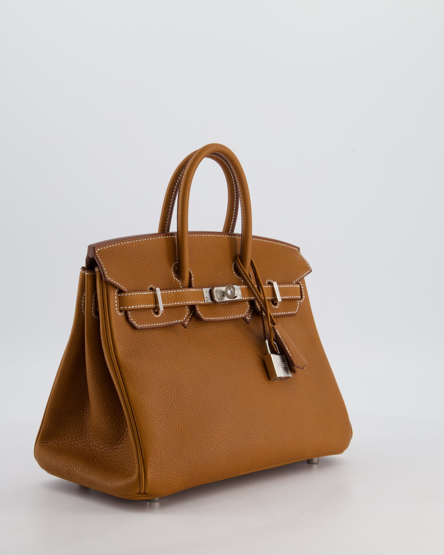 *RARE* Hermes Birkin 25 Retourne Bag in Fauve Barenia Faubourg Leather with Palladium Hardware