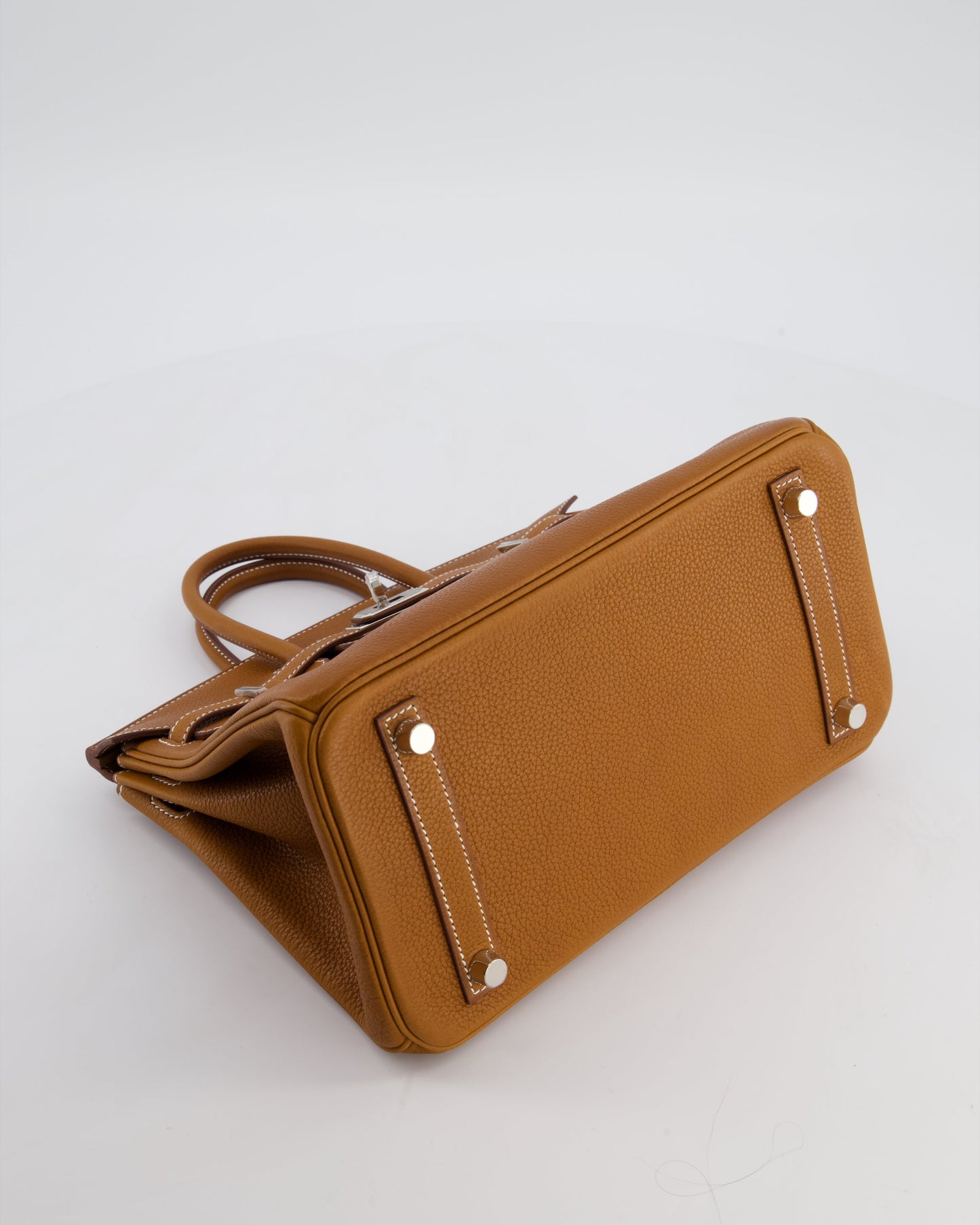 *RARE* Hermes Birkin 25 Retourne Bag in Fauve Barenia Faubourg Leather with Palladium Hardware