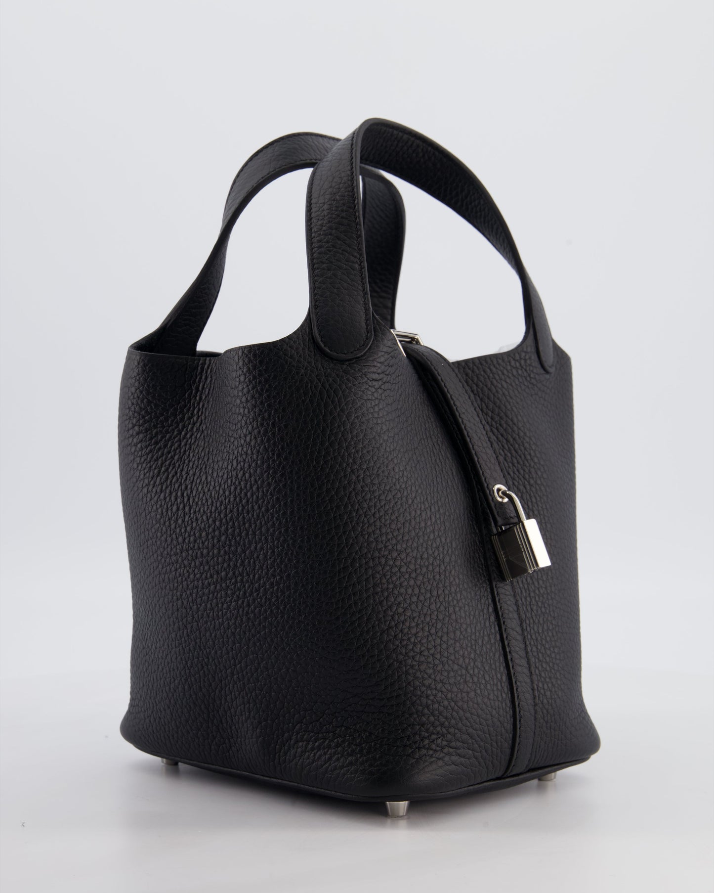 Hermes Picotin Lock 18 Bag in Noir Clemence Leather with Palladium Hardware