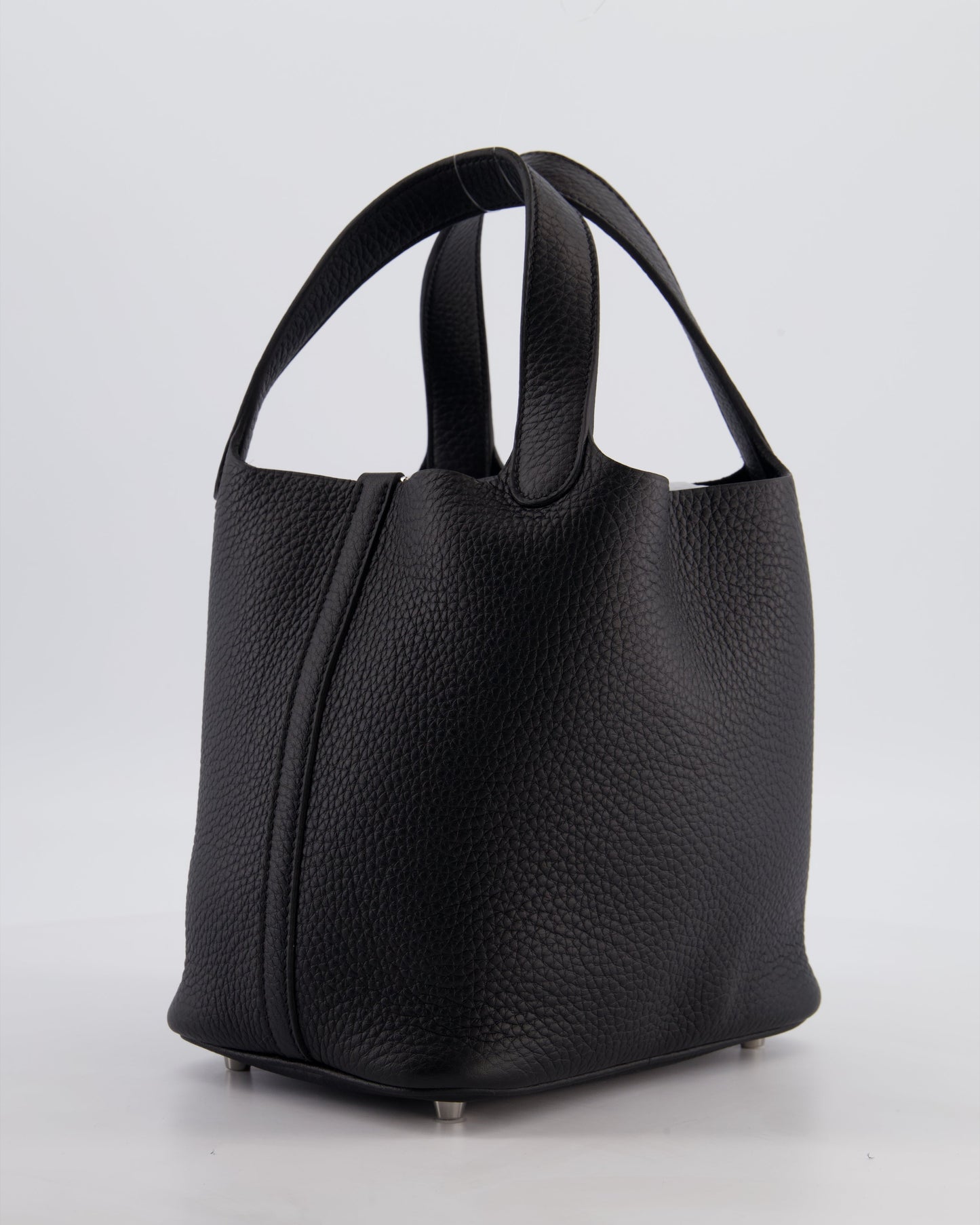Hermes Picotin Lock 18 Bag in Noir Clemence Leather with Palladium Hardware