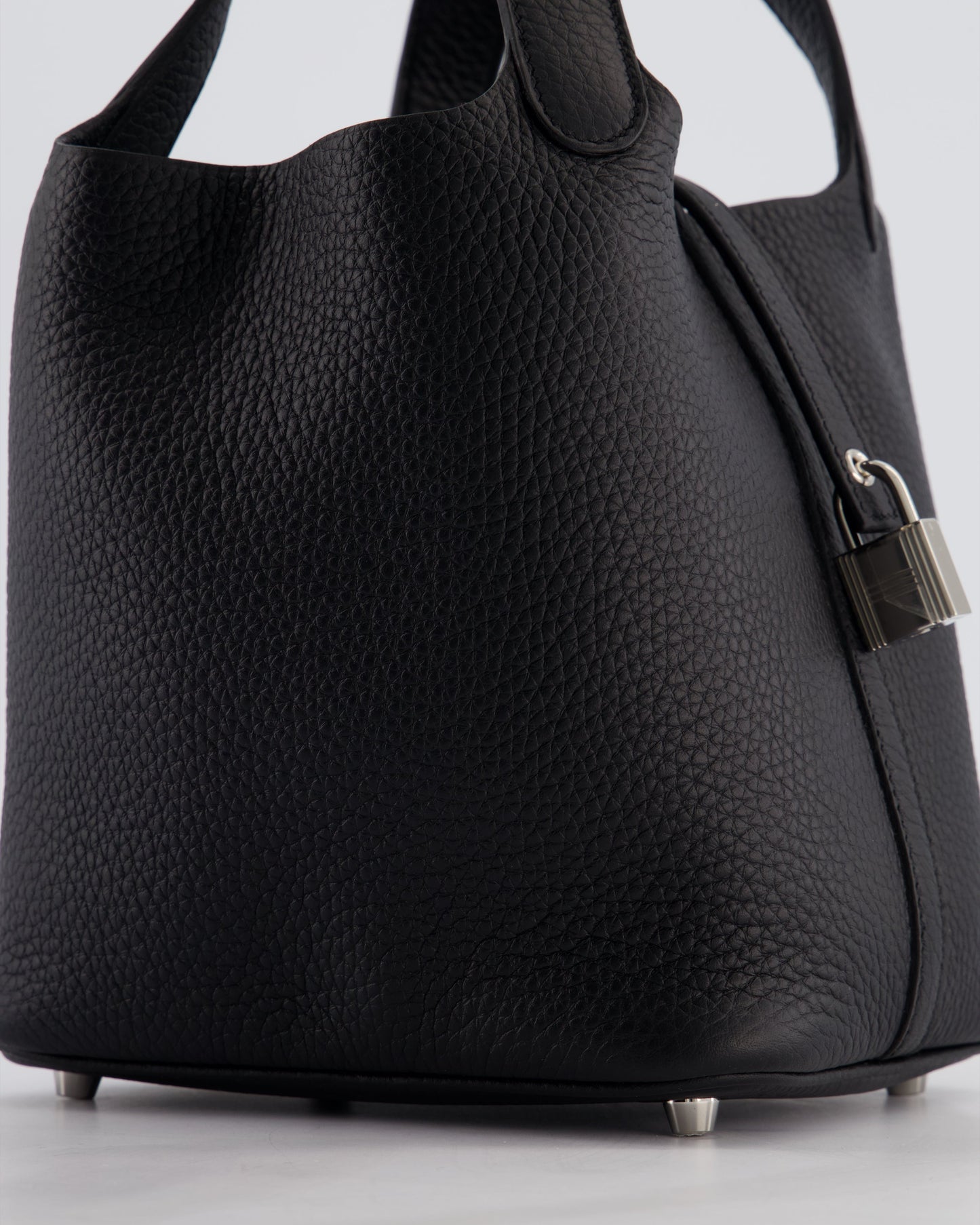 Hermes Picotin Lock 18 Bag in Noir Clemence Leather with Palladium Hardware