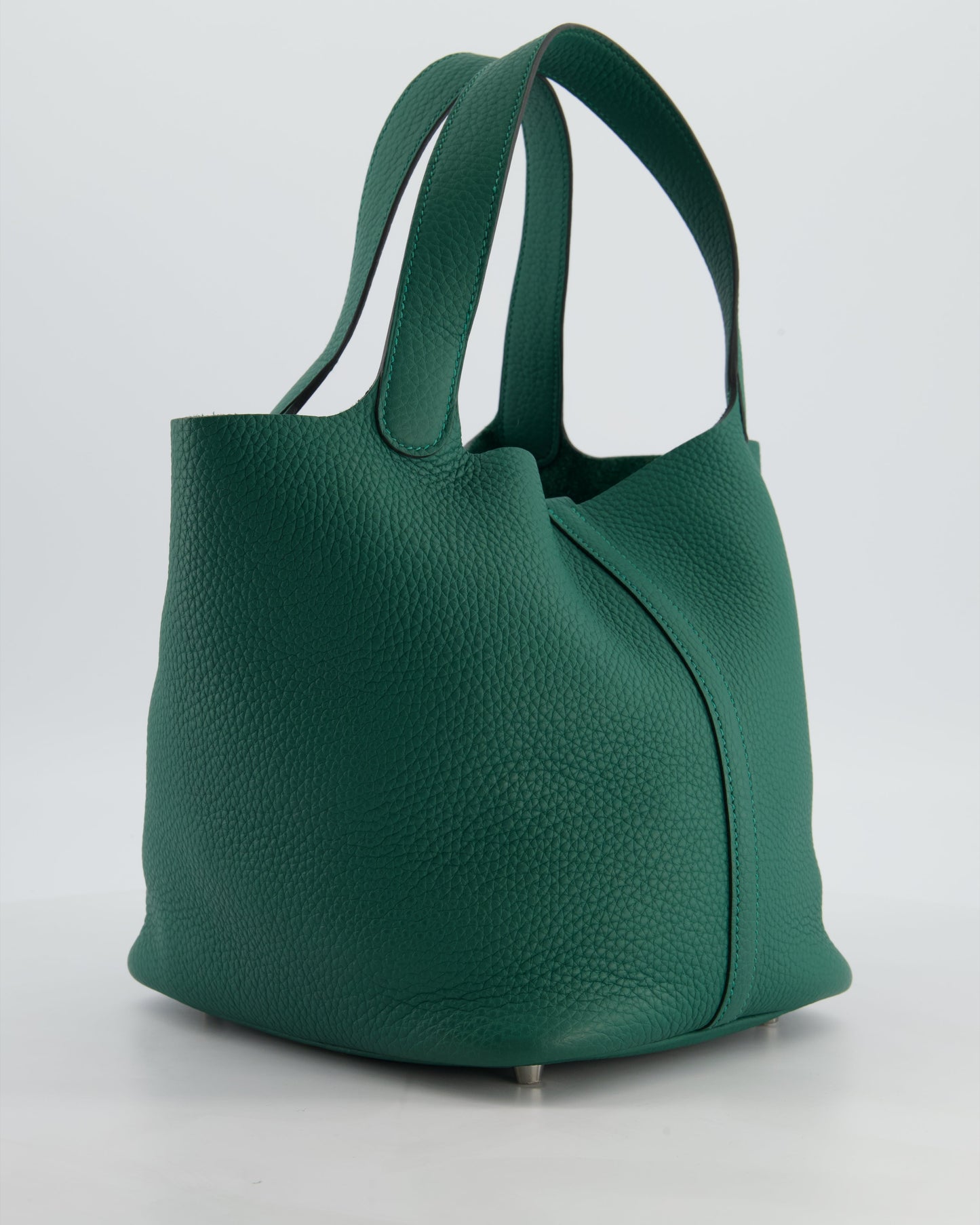 Hermes Picotin Lock 22 Bag in Vert Moyen Clemence Leather with Palladium Hardware