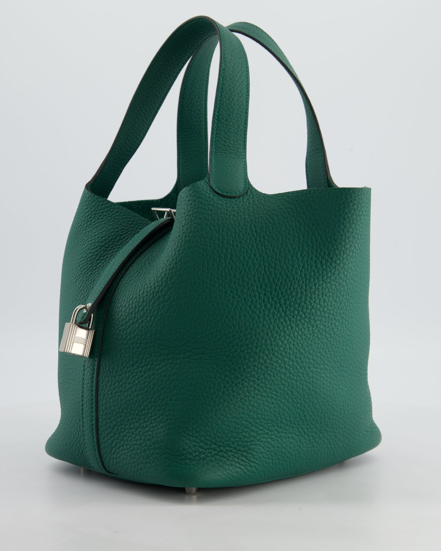 Hermes Picotin Lock 22 Bag in Vert Moyen Clemence Leather with Palladium Hardware