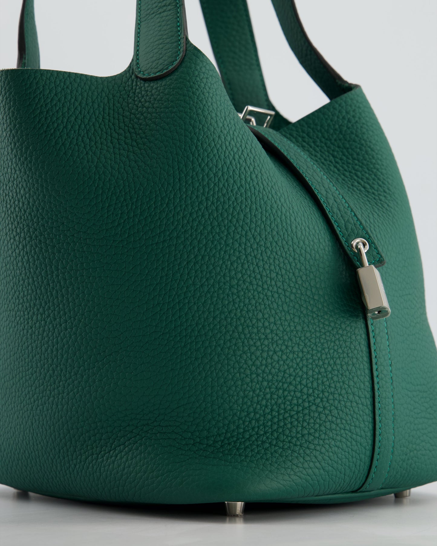 Hermes Picotin Lock 22 Bag in Vert Moyen Clemence Leather with Palladium Hardware