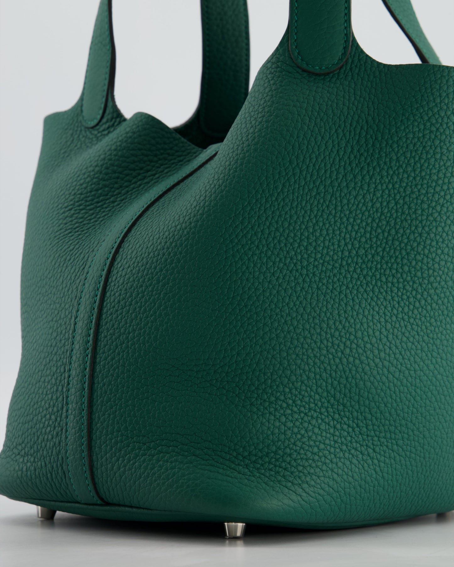 Hermes Picotin Lock 22 Bag in Vert Moyen Clemence Leather with Palladium Hardware