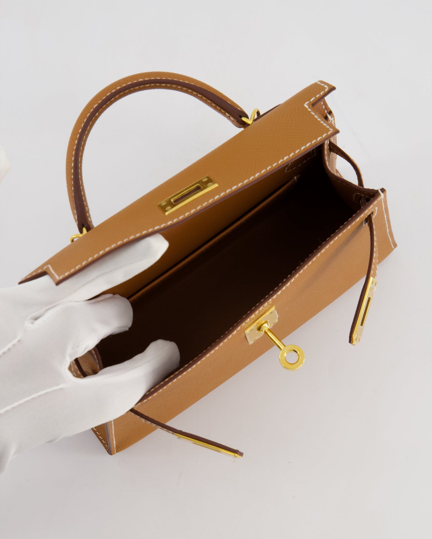 Hermes Mini Kelly II 20 Bag in Gold Epsom Leather with Gold Hardware