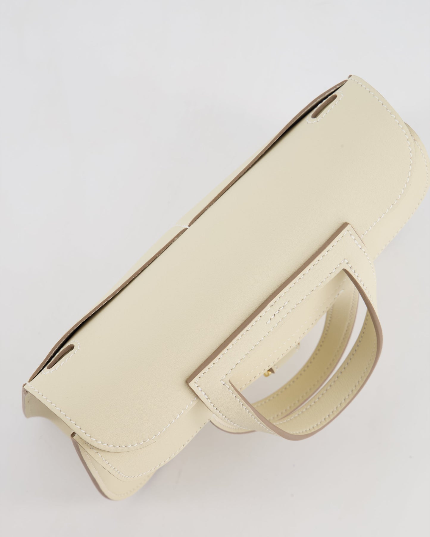 *NEW SIZE* Hermes Mini Halzan Bag in Craie Swift Leather with Gold Hardware