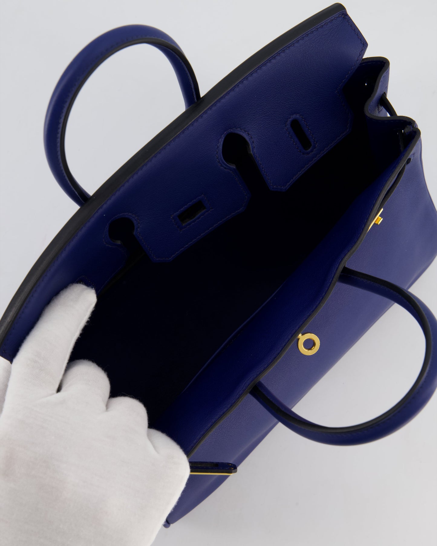 Hermes Birkin 25 Retourne Bag in Bleu Saphir Swift Leather with Gold Hardware