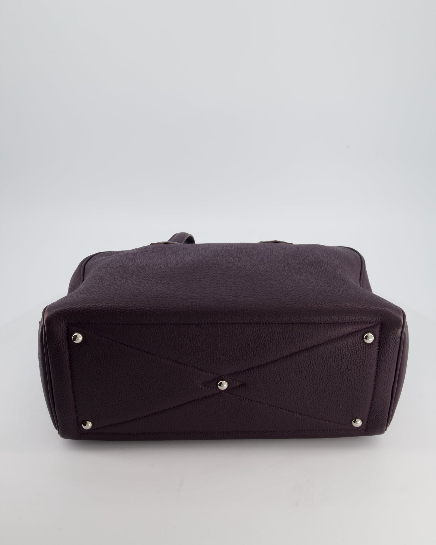 Hermes Victoria II 35cm Bag in Raisin Clemence Leather with Palladium Hardware