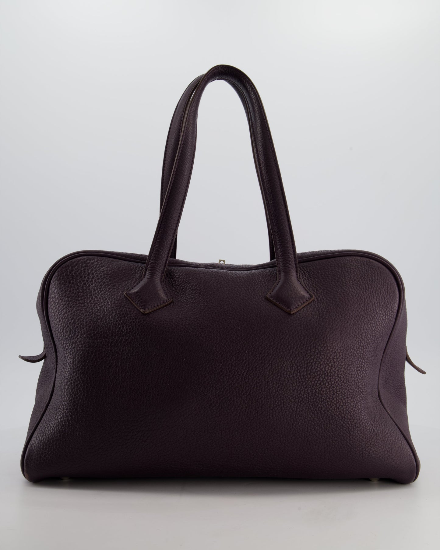 Hermes Victoria II 35cm Bag in Raisin Clemence Leather with Palladium Hardware