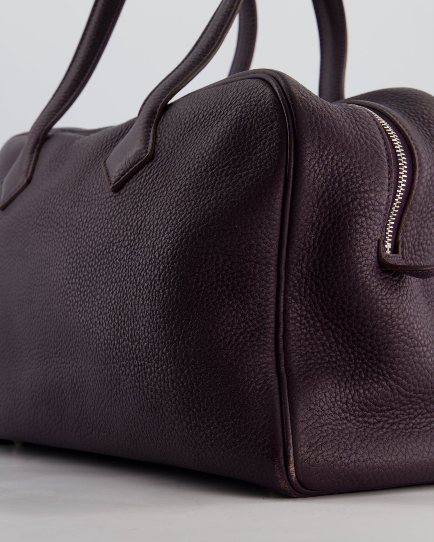 Hermes Victoria II 35cm Bag in Raisin Clemence Leather with Palladium Hardware
