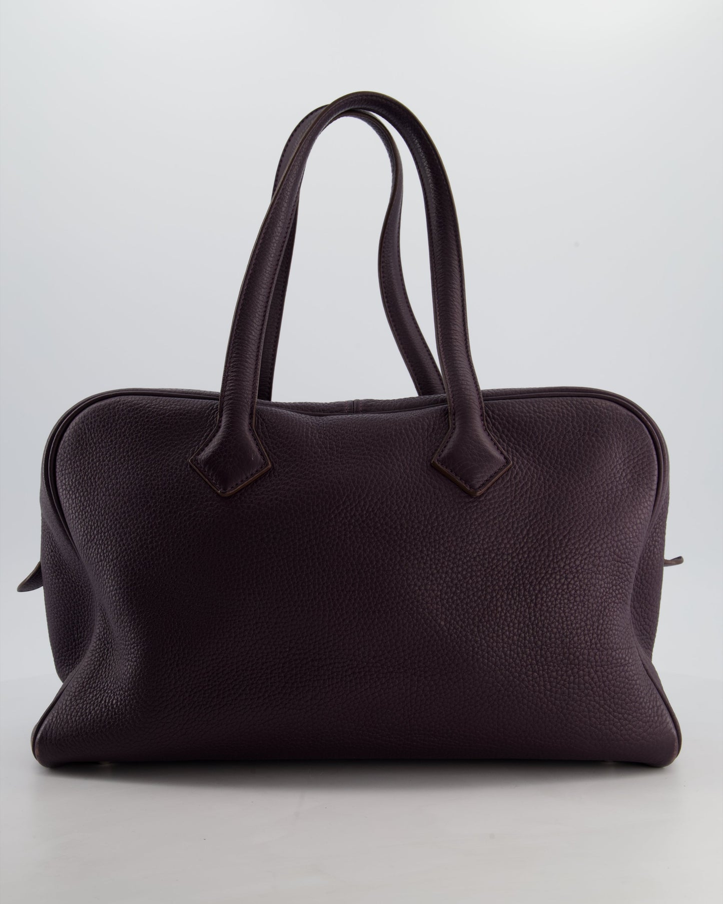 Hermes Victoria II 35cm Bag in Raisin Clemence Leather with Palladium Hardware