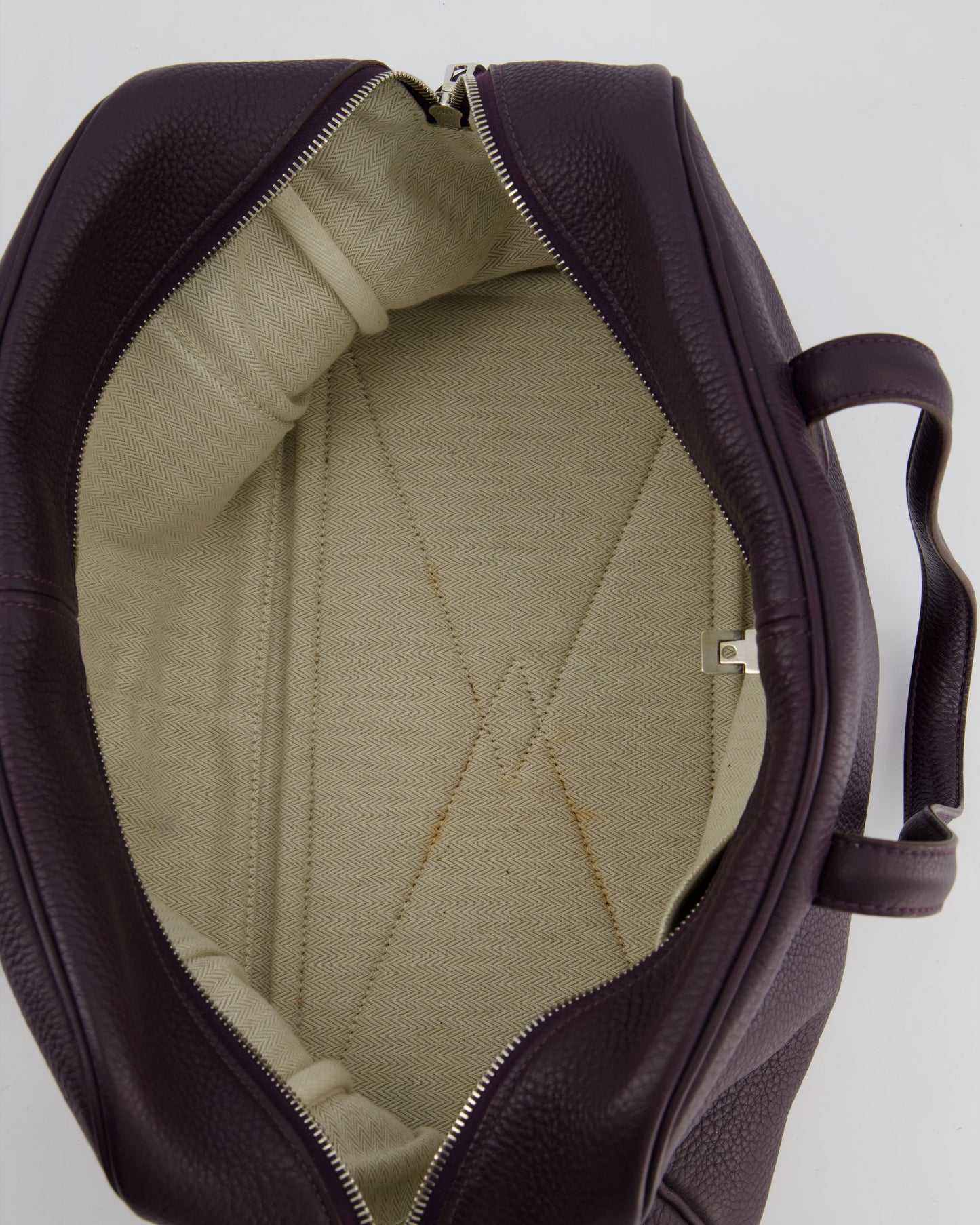 Hermes Victoria II 35cm Bag in Raisin Clemence Leather with Palladium Hardware