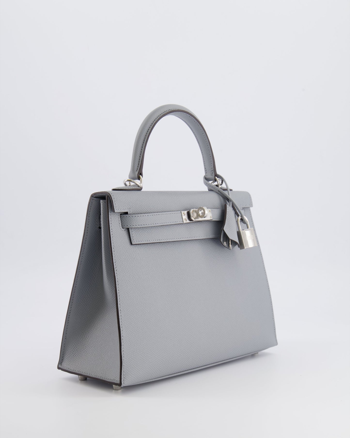 Hermes Kelly 25 Sellier Bag in Gris Pantin Epsom Leather with Palladium Hardware