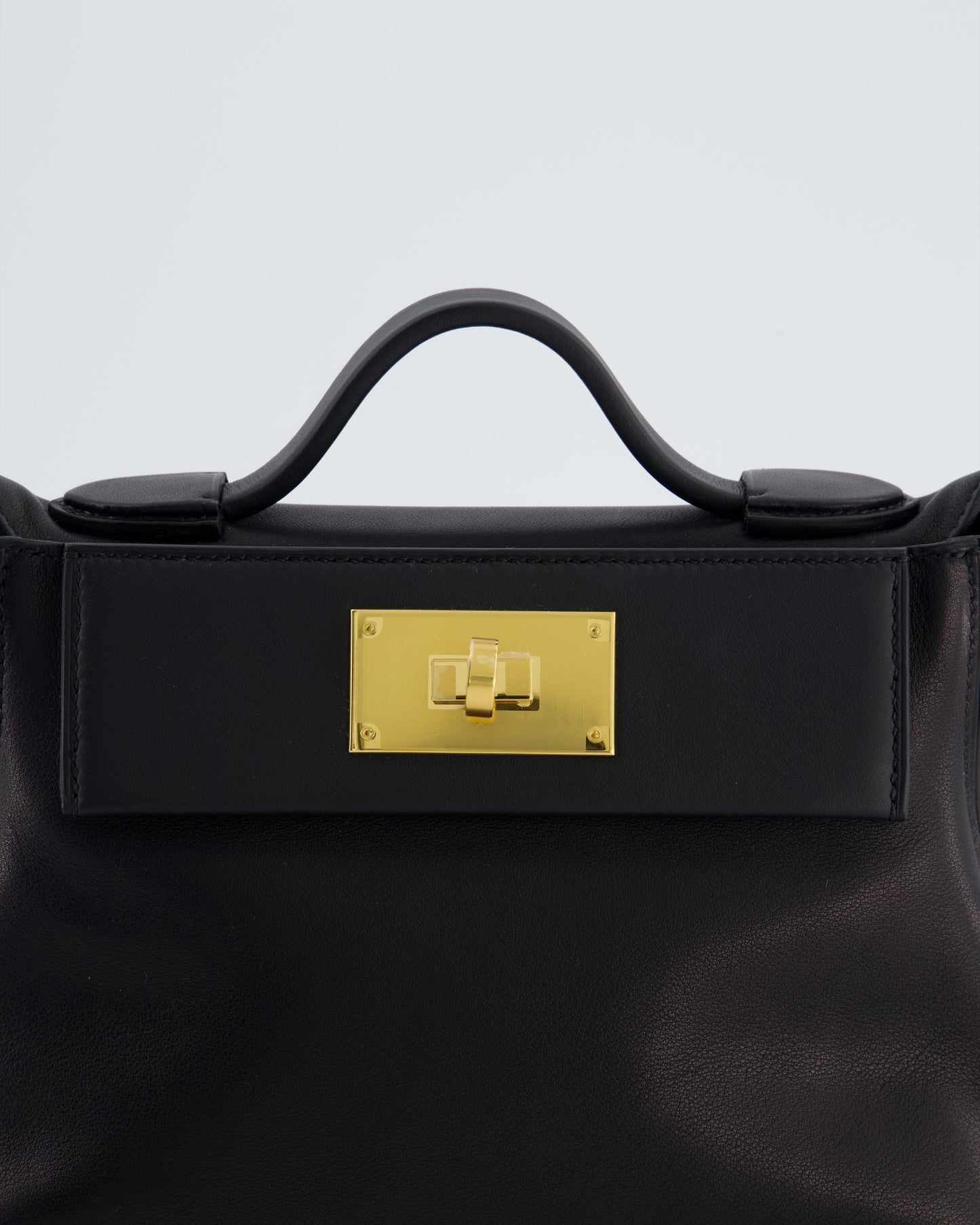 *RARE* Hermes 24/24 21 Bag in Noir Volupto and Noir Swift Leather with Gold Hardware