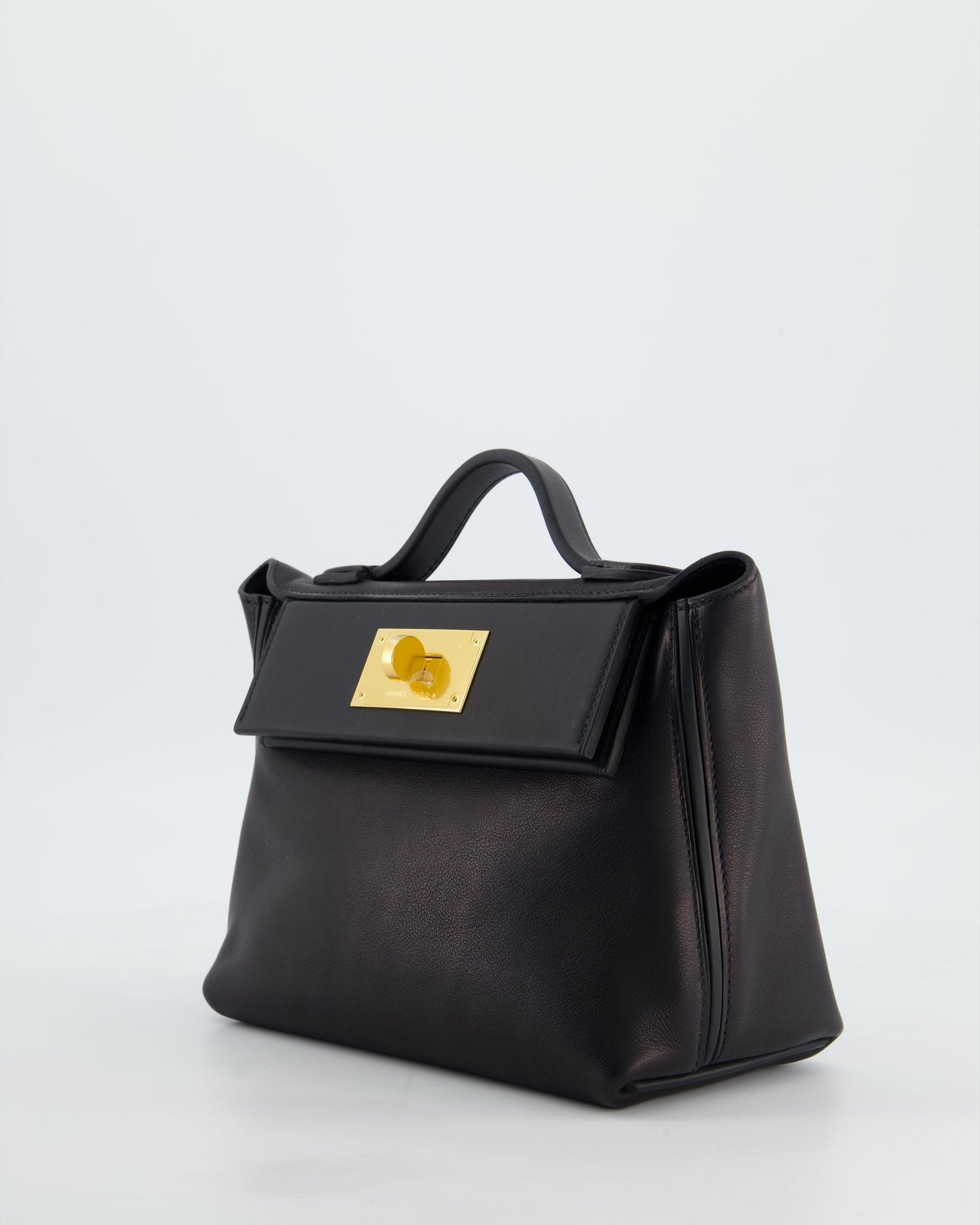 *RARE* Hermes 24/24 21 Bag in Noir Volupto and Noir Swift Leather with Gold Hardware