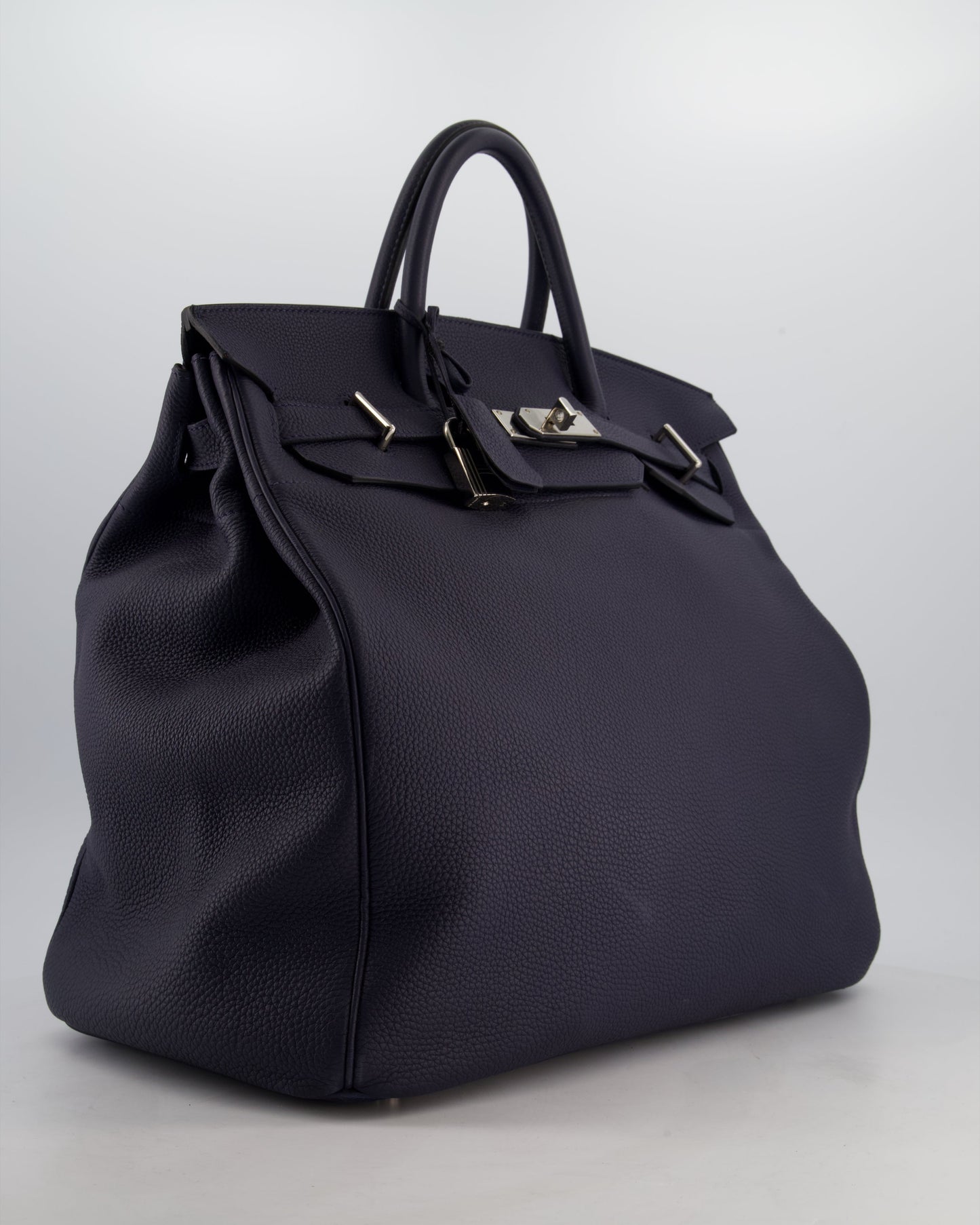 *RARE* Hermes HAC Bag 40 in Bleu Abysse Togo Leather With Palladium Hardware