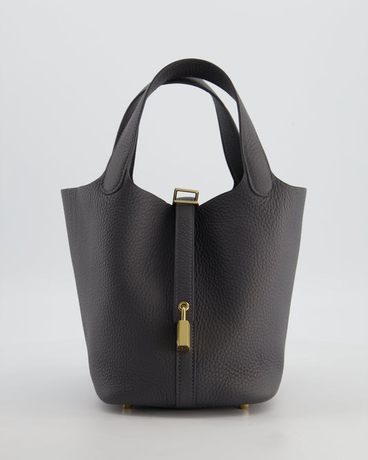 Hermes Picotin Lock 18 Bag in Ardoise Clemence Leather with Permabrass Hardware