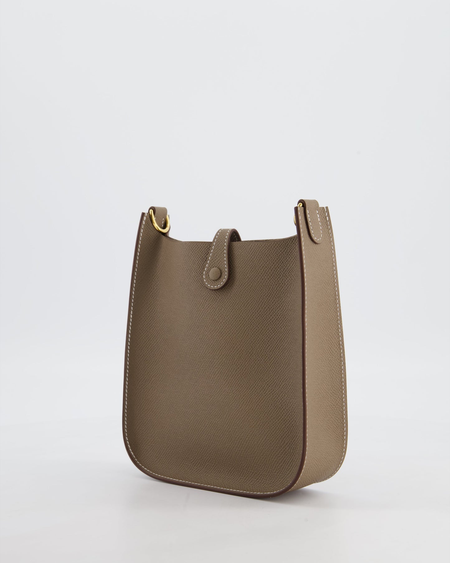 Hermes Mini Evelyne Sellier Bag in Etoupe Epsom Leather with Gold Hardware