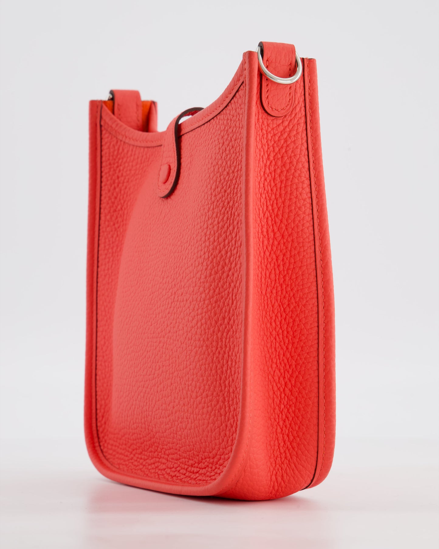 Hermes Mini Evelyne Bag in Rose Texas Clemence Leather with Palladium Hardware