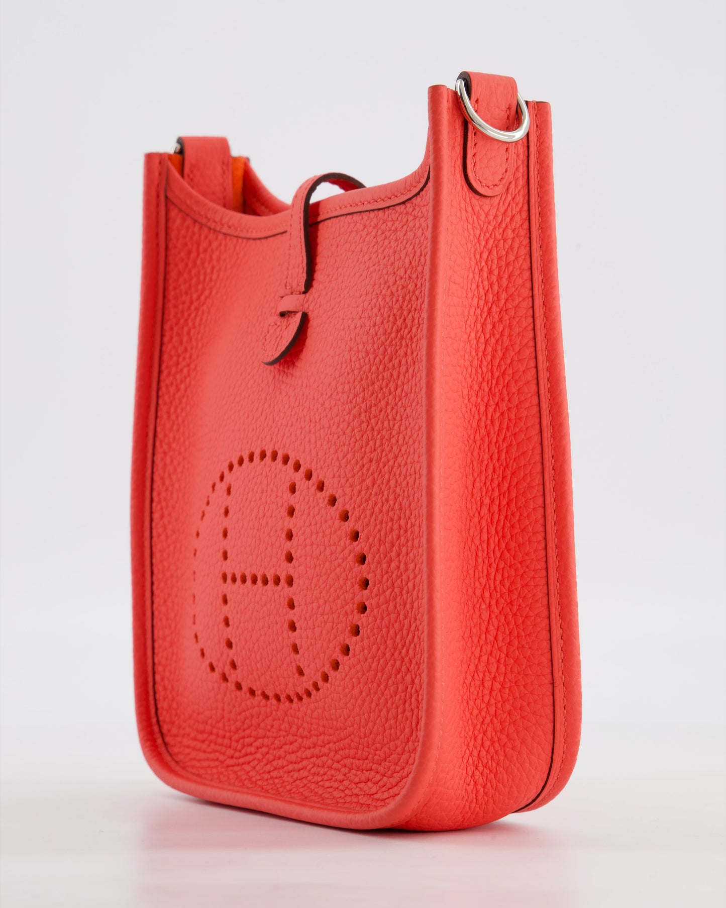 Hermes Mini Evelyne Bag in Rose Texas Clemence Leather with Palladium Hardware
