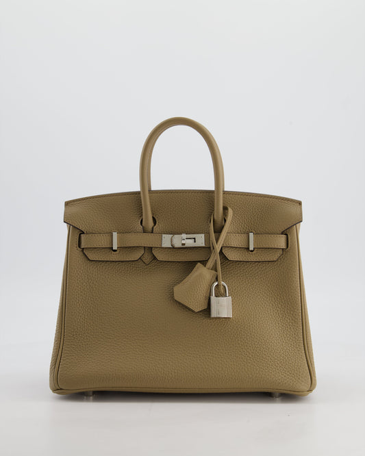 Hermes Birkin 25 Retourne Bag in Beige Marfa Togo Leather with Palladium Hardware