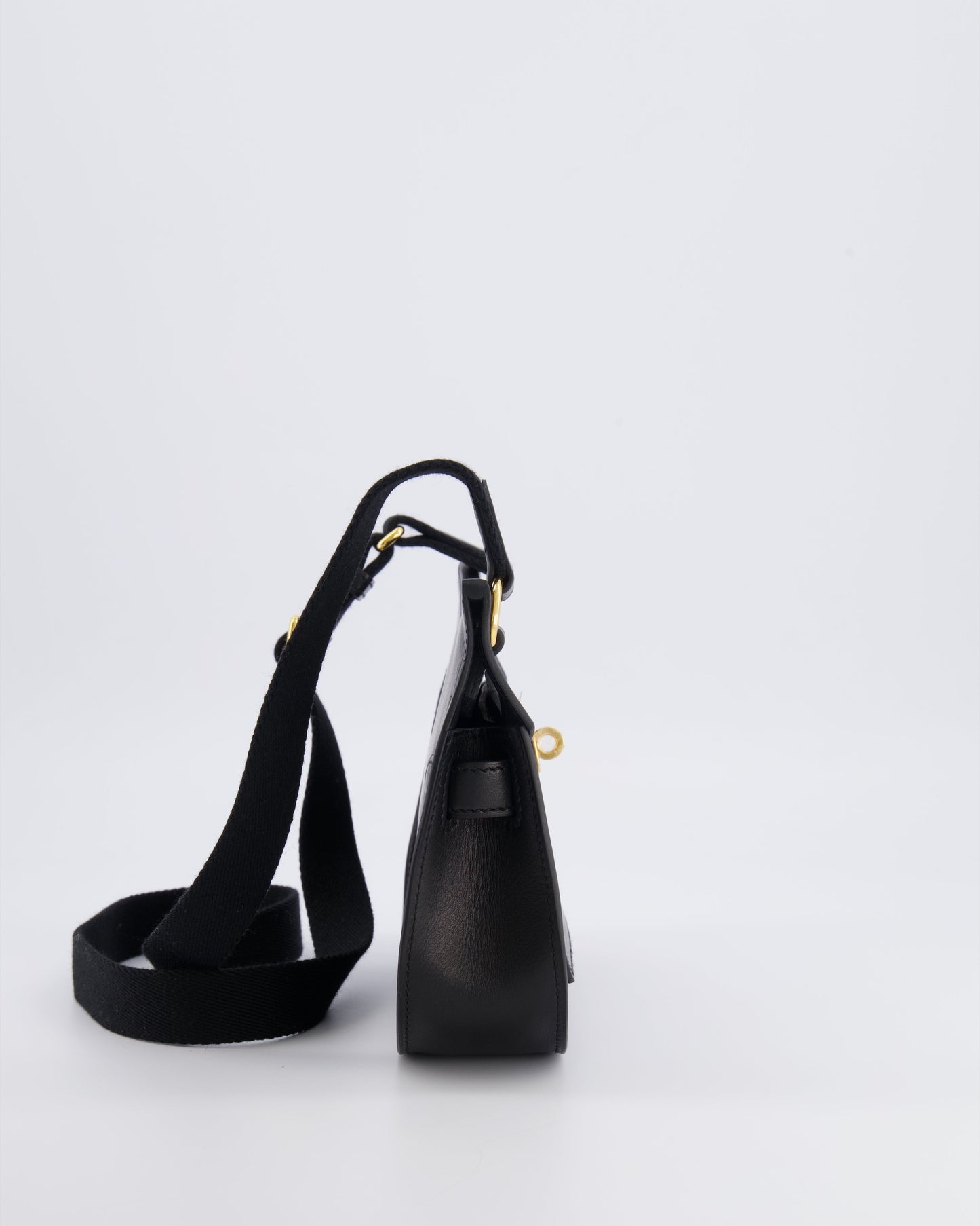*RARE* Hermes Mini Jypsiere Crossbody Bag in Black Evergrain Leather with Gold Hardware