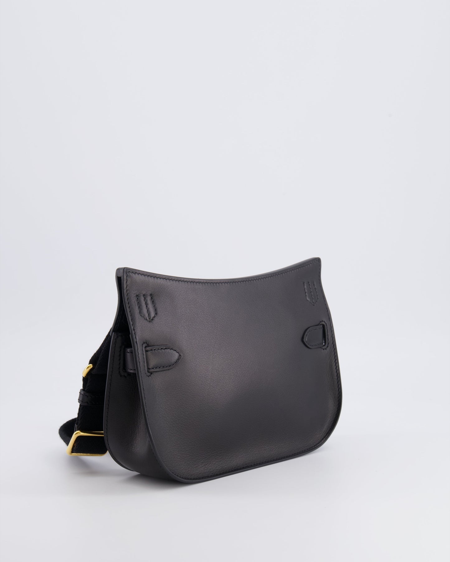 *RARE* Hermes Mini Jypsiere Crossbody Bag in Black Evergrain Leather with Gold Hardware