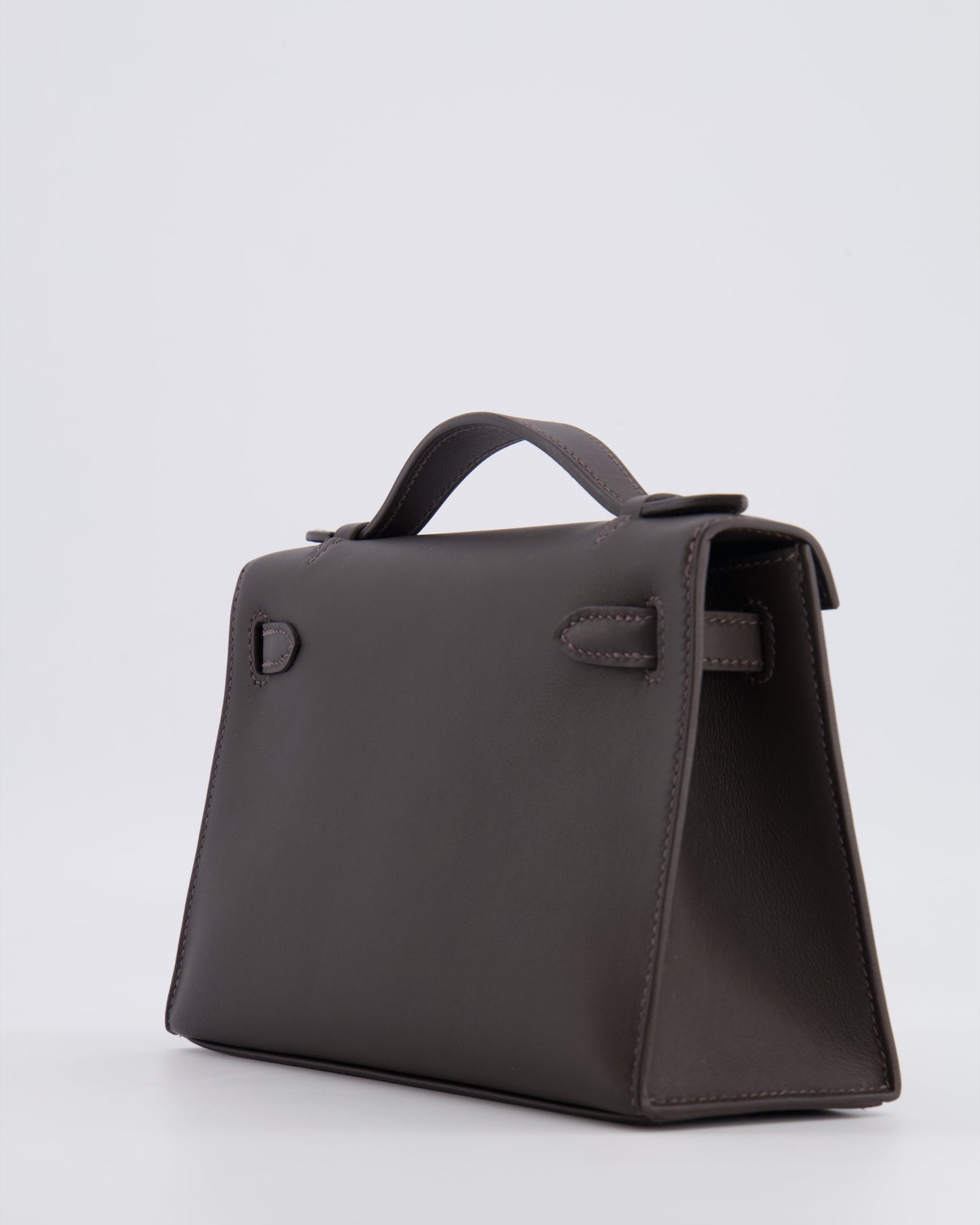*RARE* Hermes Kelly Pochette Bag in Bai Brun Swift Leather with Gold Hardware