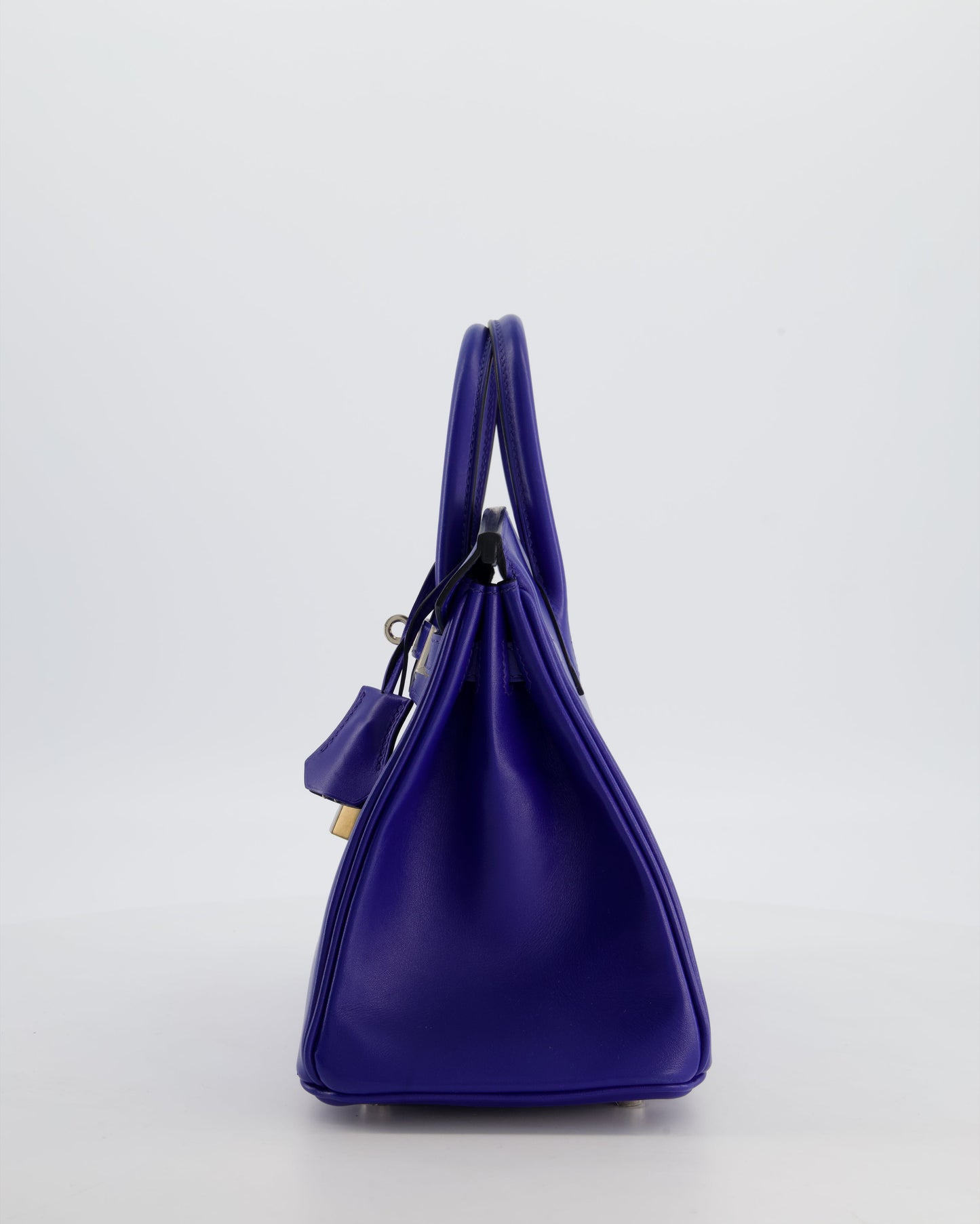 Hermes Birkin 25 Retourne Bag in Blue Electrique Tadelakt Leather with Palladium Hardware