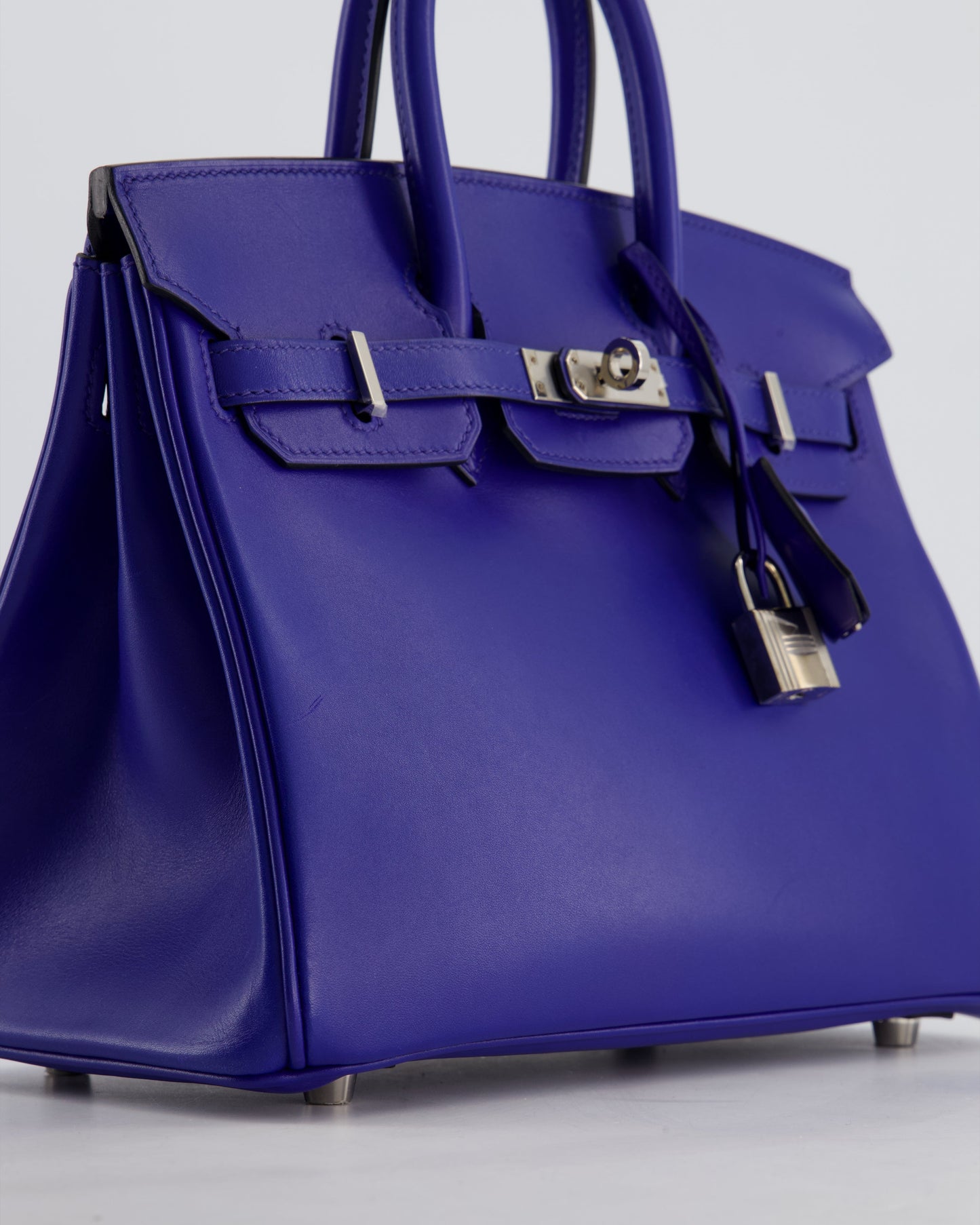 Hermes Birkin 25 Retourne Bag in Blue Electrique Tadelakt Leather with Palladium Hardware