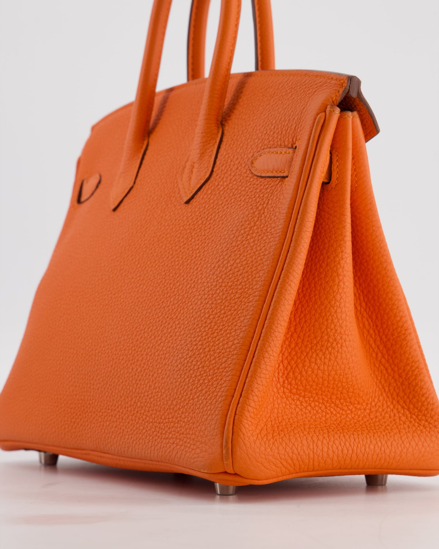 Hermes Birkin 25 Retourne Bag in Feu Togo Leather with Palladium Hardware