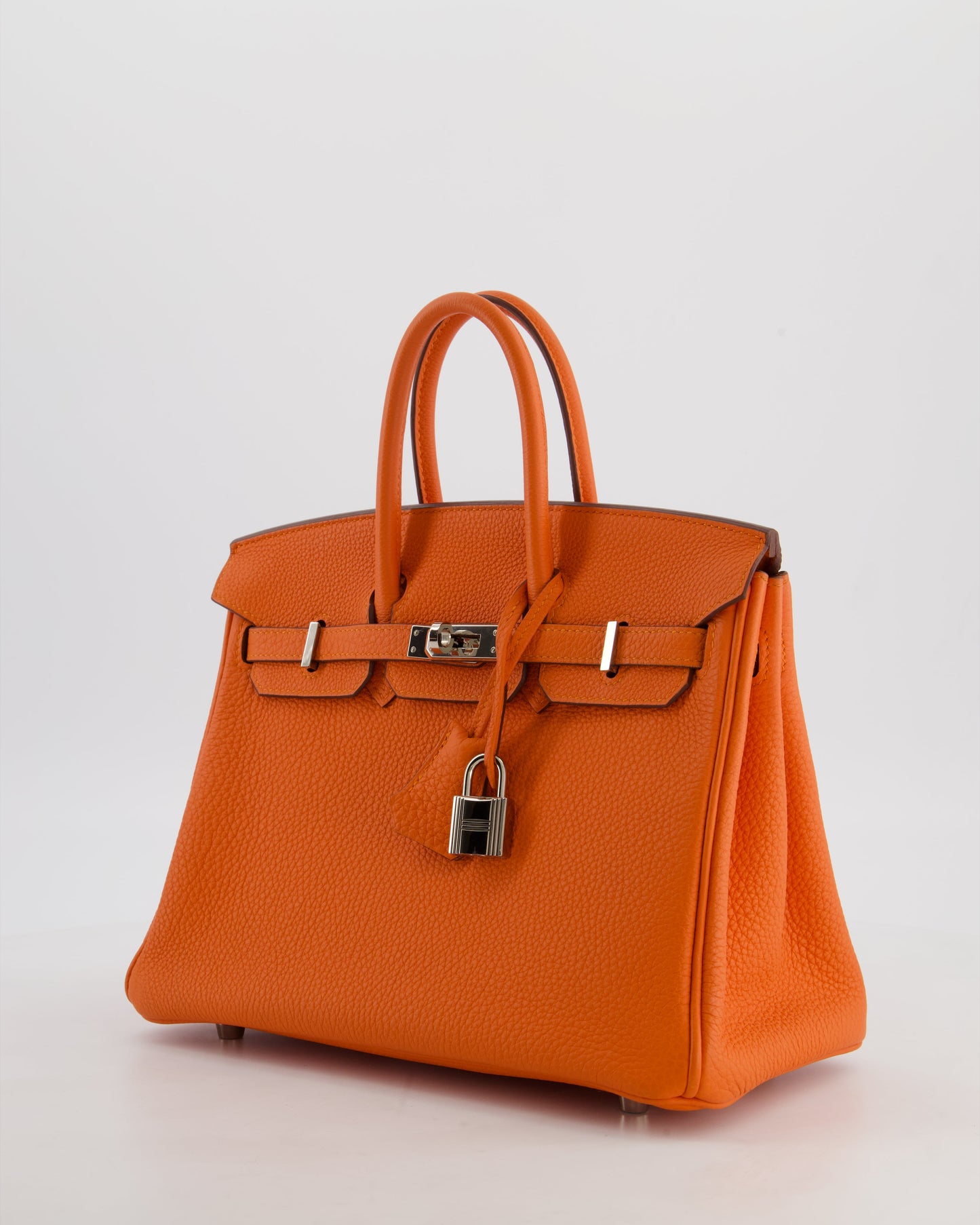 Hermes Birkin 25 Retourne Bag in Feu Togo Leather with Palladium Hardware