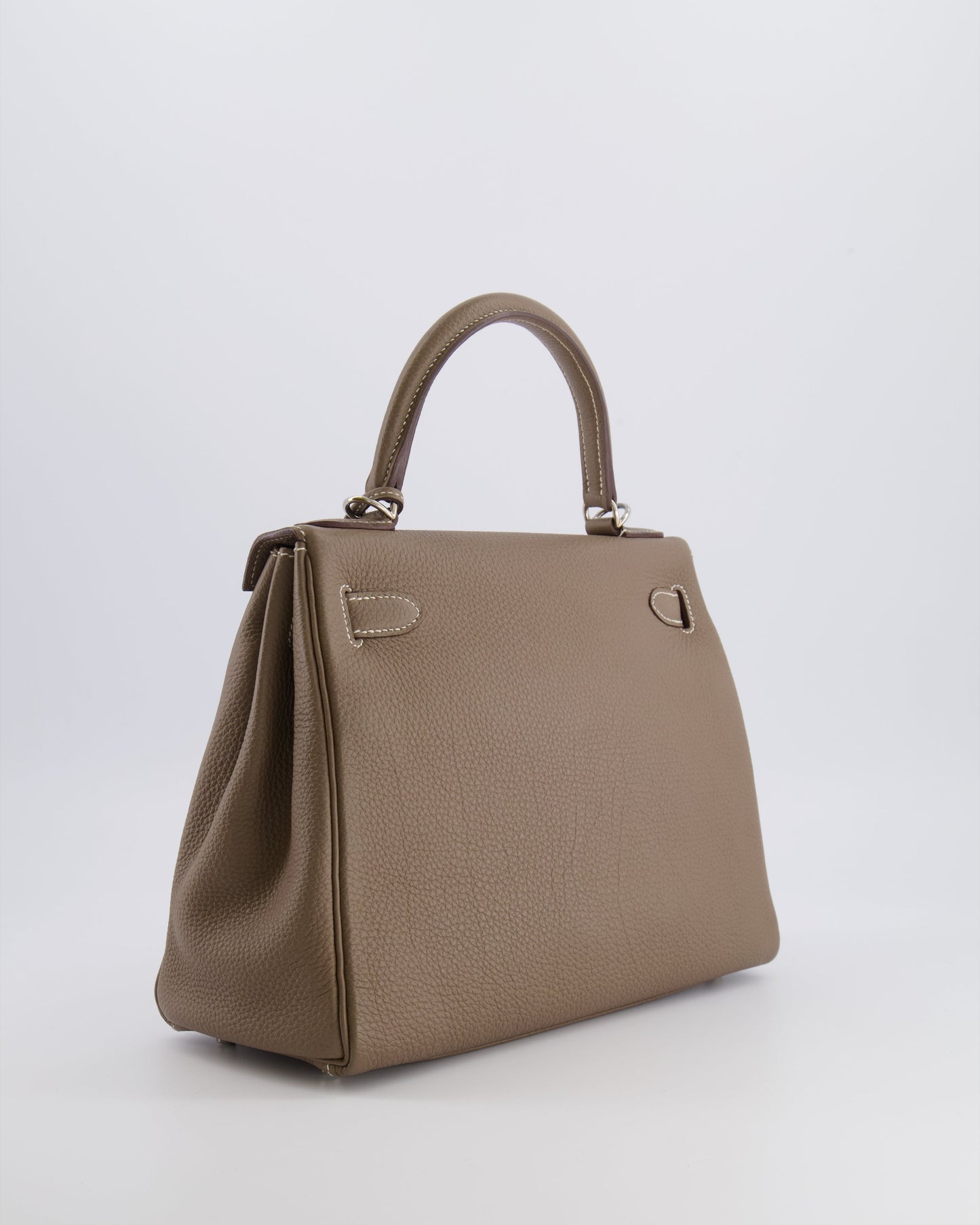 Hermes Kelly 28 Retourne Bag in Etoupe Togo Leather with Palladium Hardware