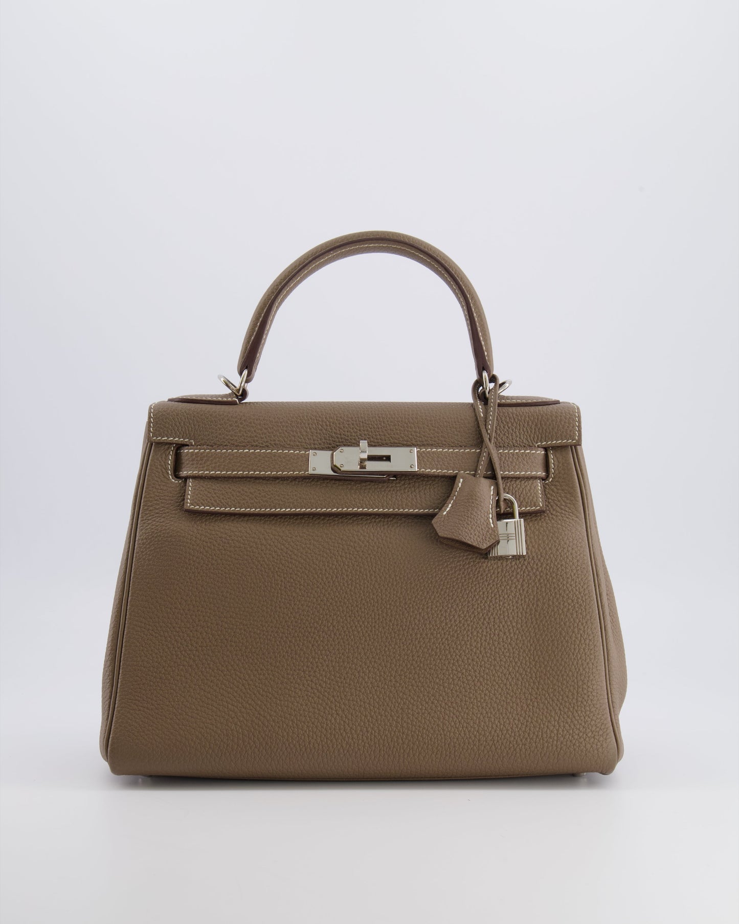 Hermes Kelly 28 Retourne Bag in Etoupe Togo Leather with Palladium Hardware