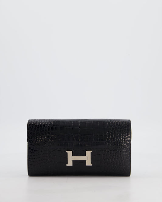 Hermes Constance Wallet in Noir Alligator with Palladium Hardware