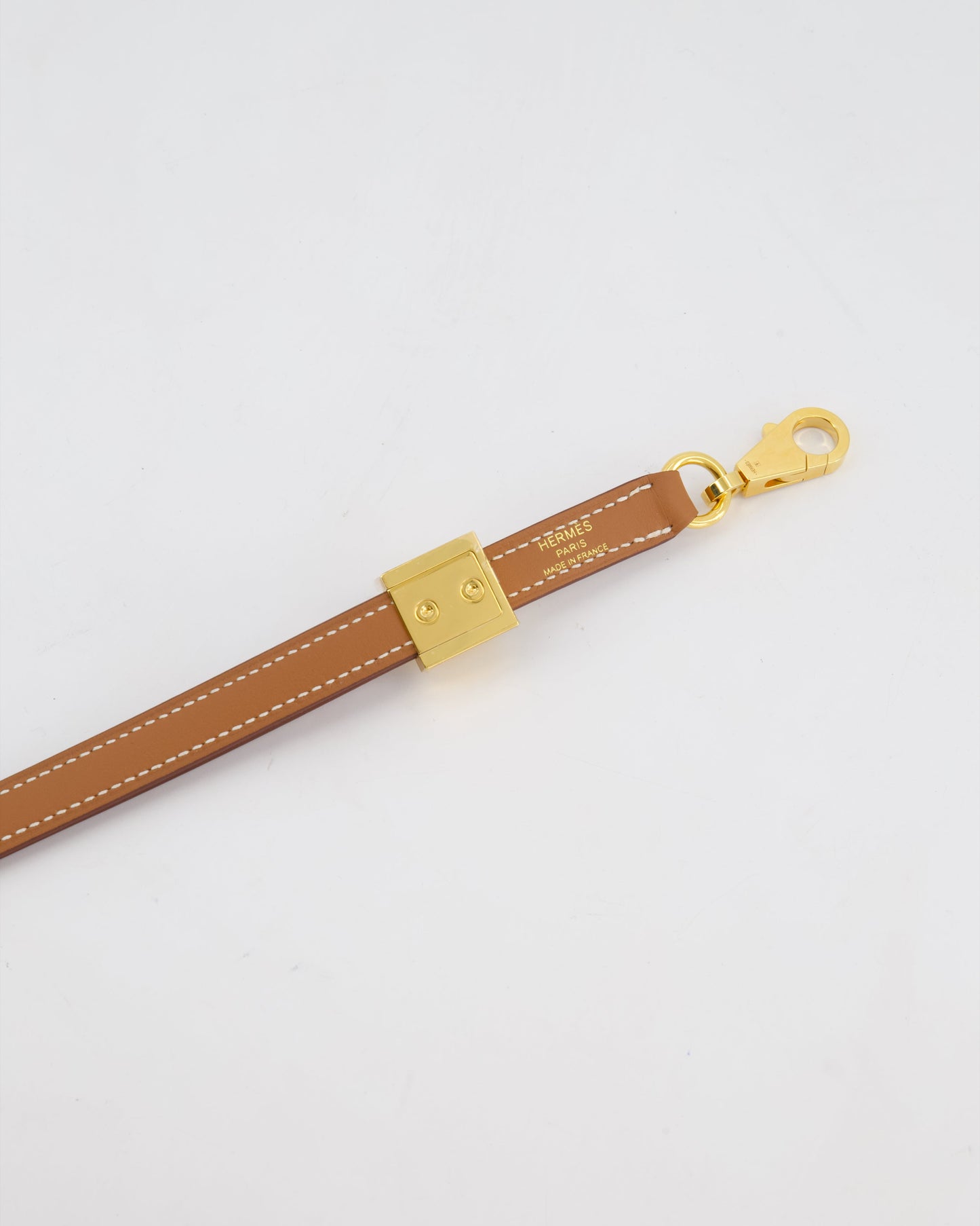 Hermes Medor Adjustable Bag Strap in Gold Swift Leather with Gold Hardware