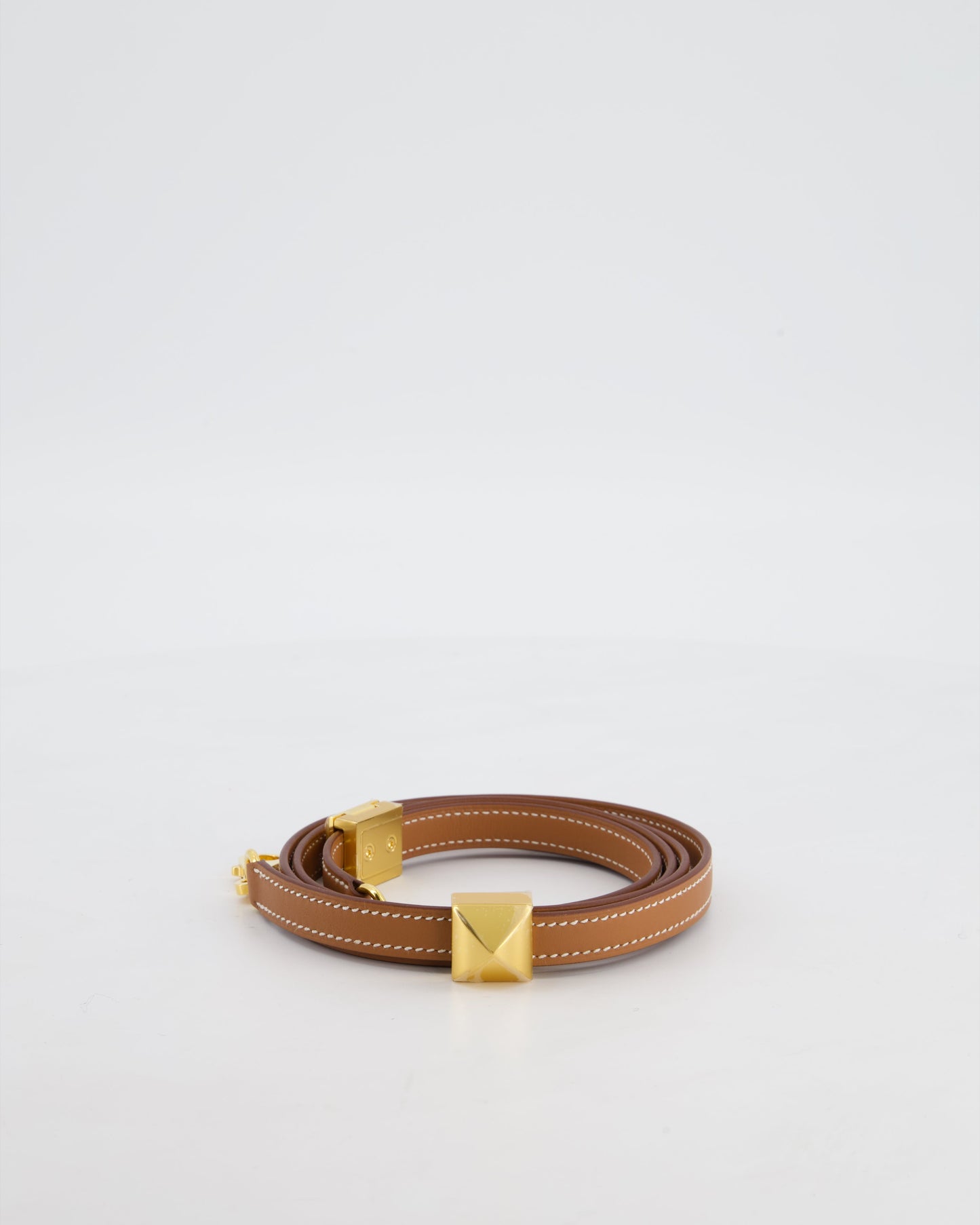Hermes Medor Adjustable Bag Strap in Gold Swift Leather with Gold Hardware