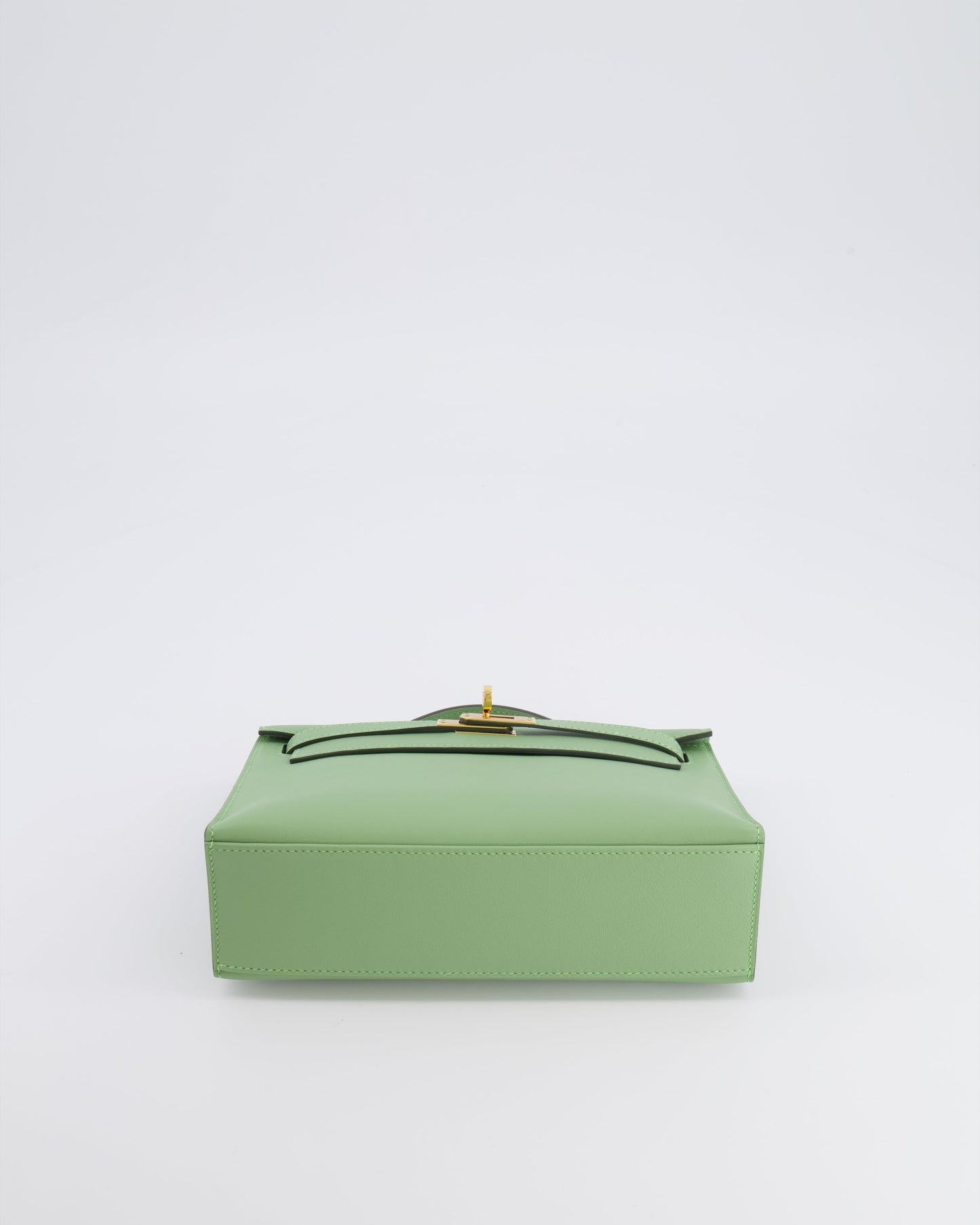 *HOT COLOUR* Hermes Mini Kelly Pochette Bag in Vert Criquet Swift Leather with Gold Hardware
