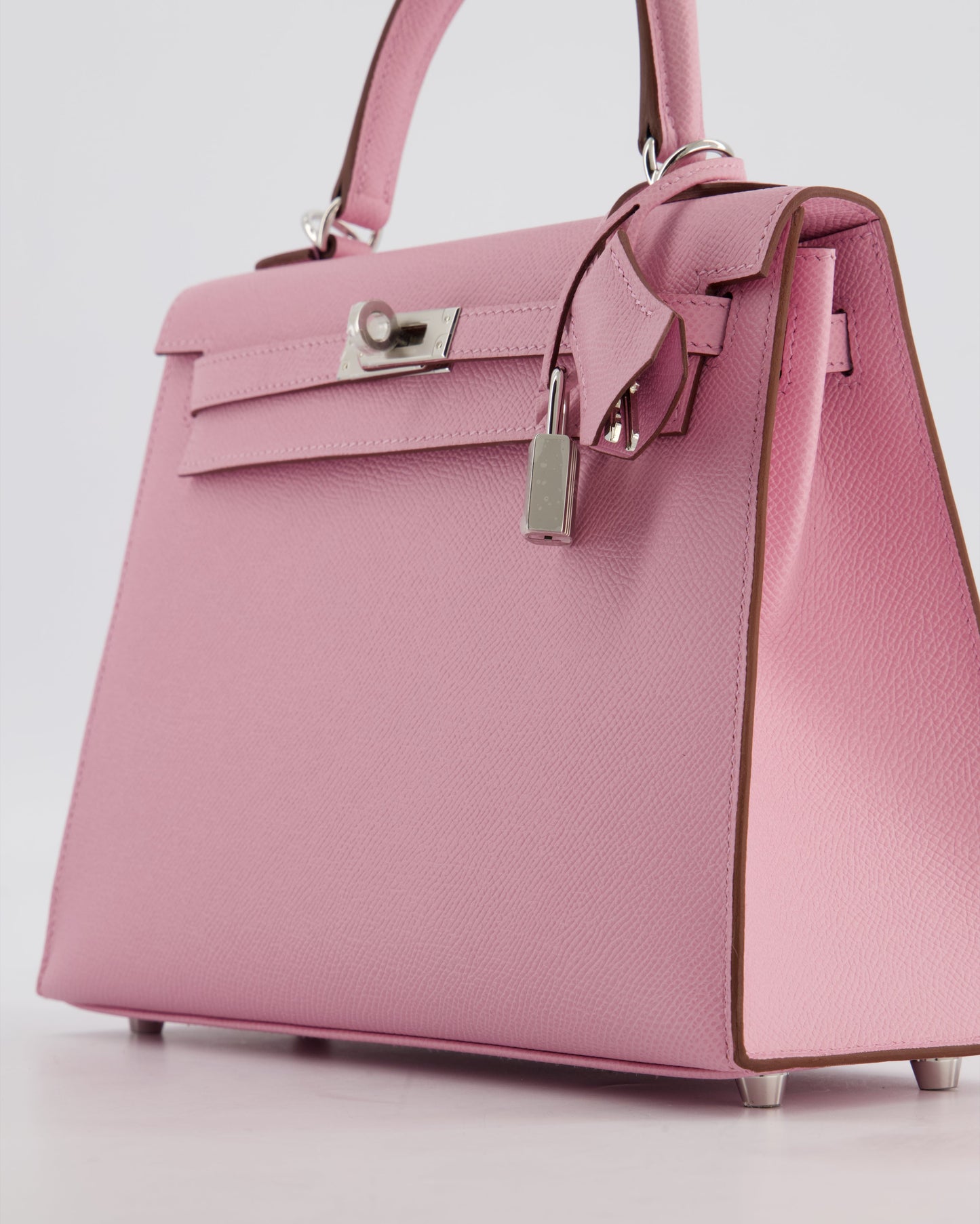 *SUPER HOT & RARE* Hermes Kelly 25 Sellier Bag in Mauve Sylvestre Epsom Leather with Palladium Hardware