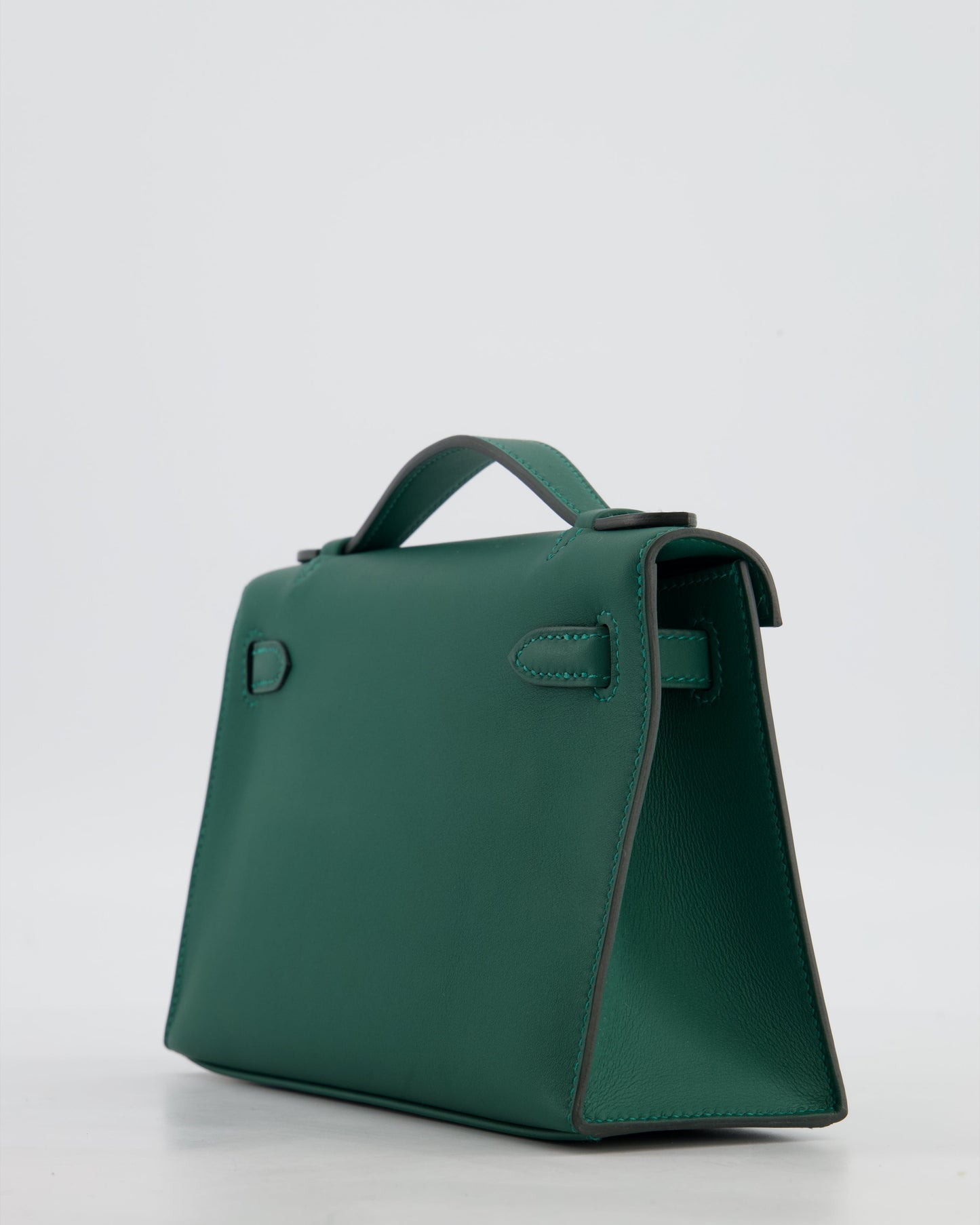 *RARE* Hermes Mini Kelly Pochette Bag in Vert Moyen Swift Leather with Gold Hardware