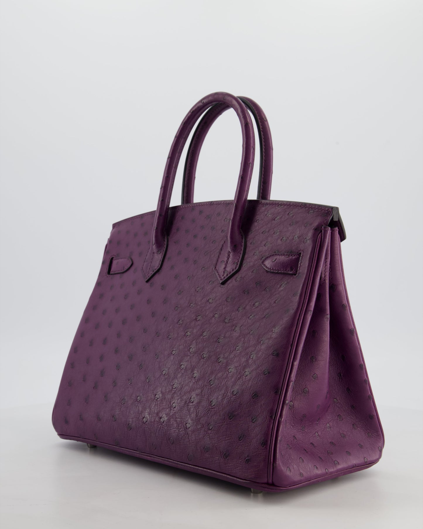 *HOT & RARE* Hermes Birkin 30 Retourne Bag in Violine Ostrich Leather with Palladium Hardware